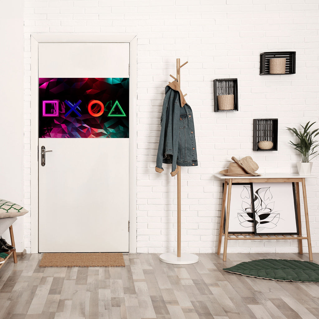 Affiche horizontale autocollante avec des icônes géométriques de jeu