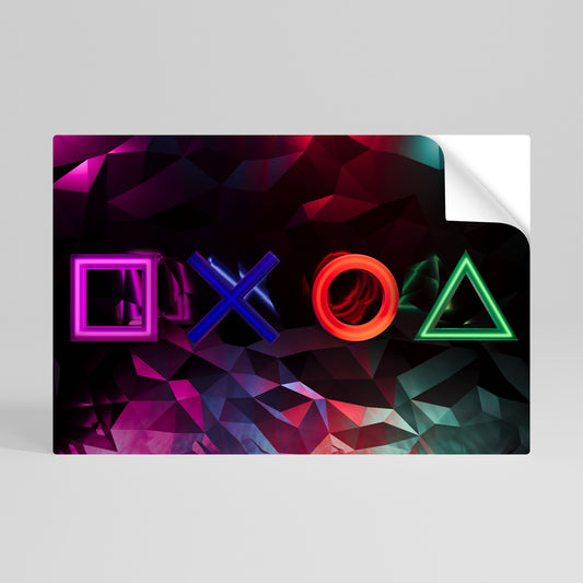 GEOMETRIC GAMER ICONS Peel and Stick Horizontal Poster