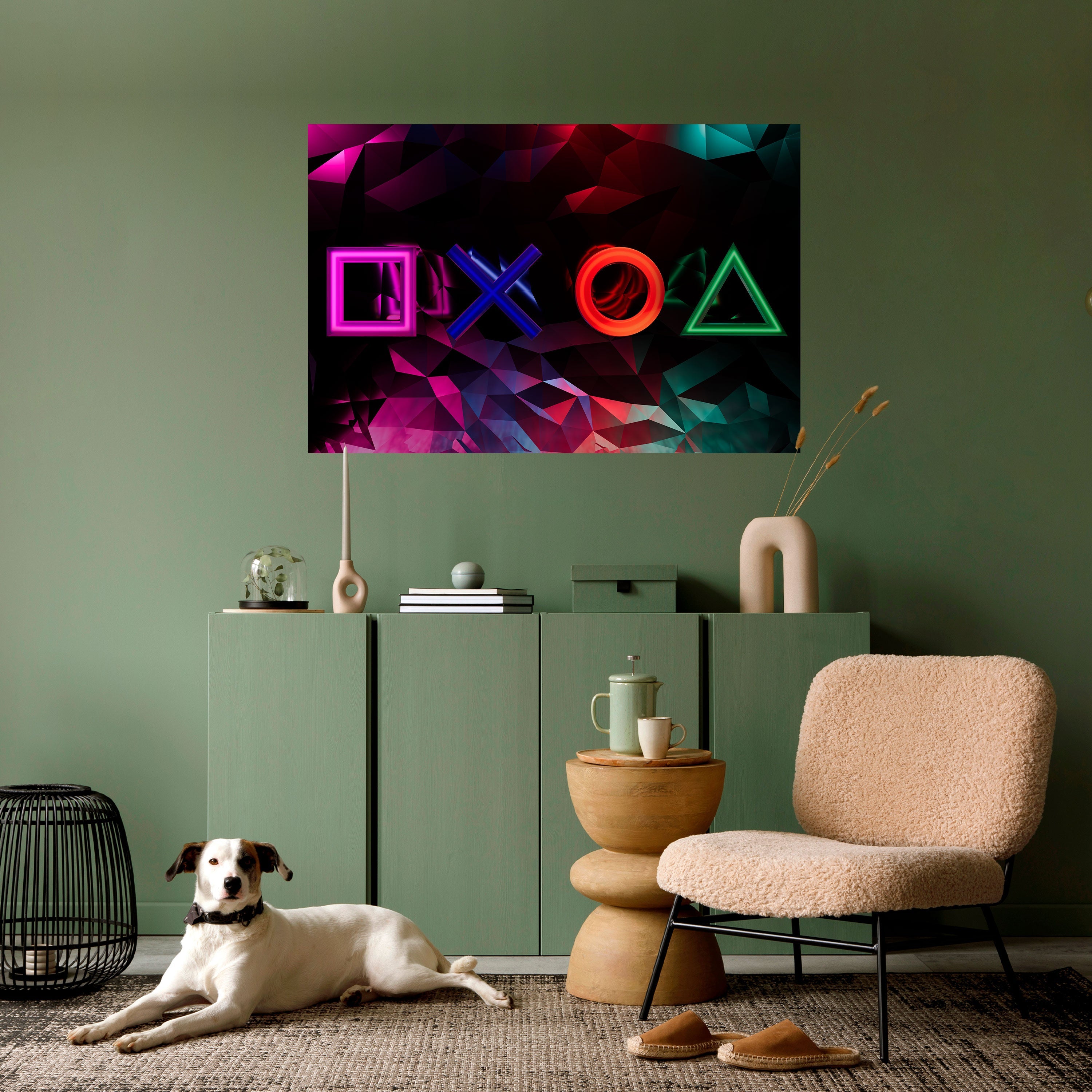 Affiche horizontale autocollante avec des icônes géométriques de jeu