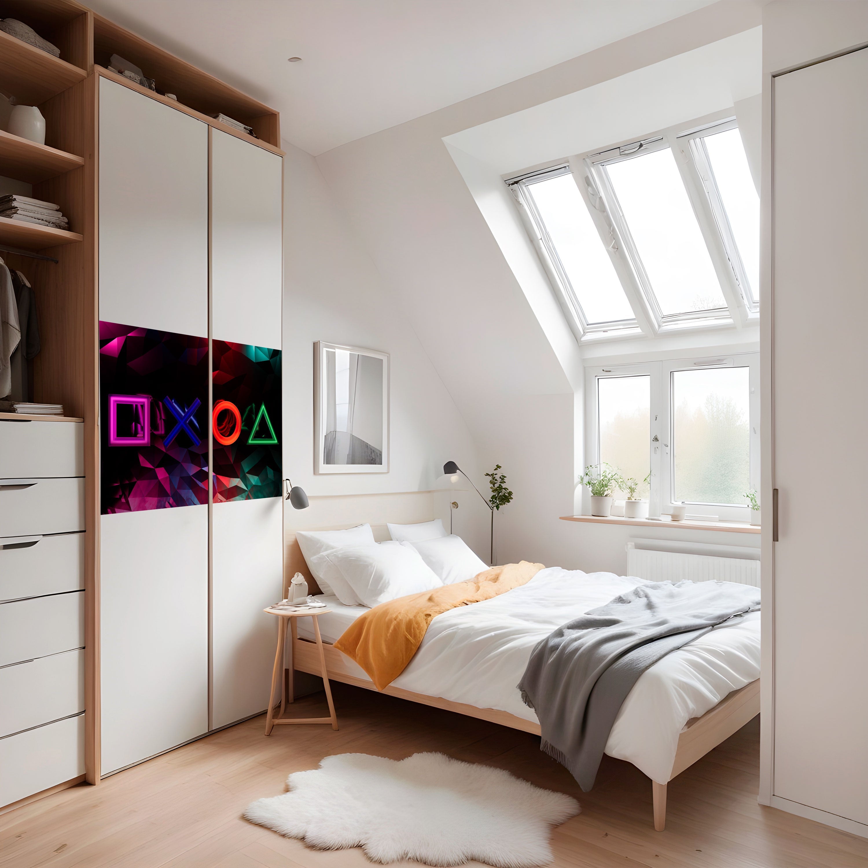 Affiche horizontale autocollante avec des icônes géométriques de jeu