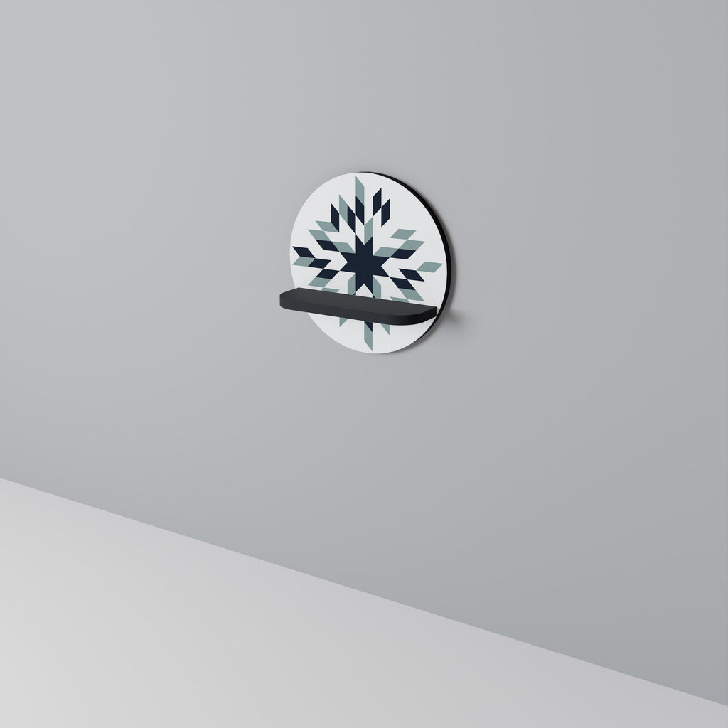 DAWN MOSAIC Round Art Shelf In Black Finish