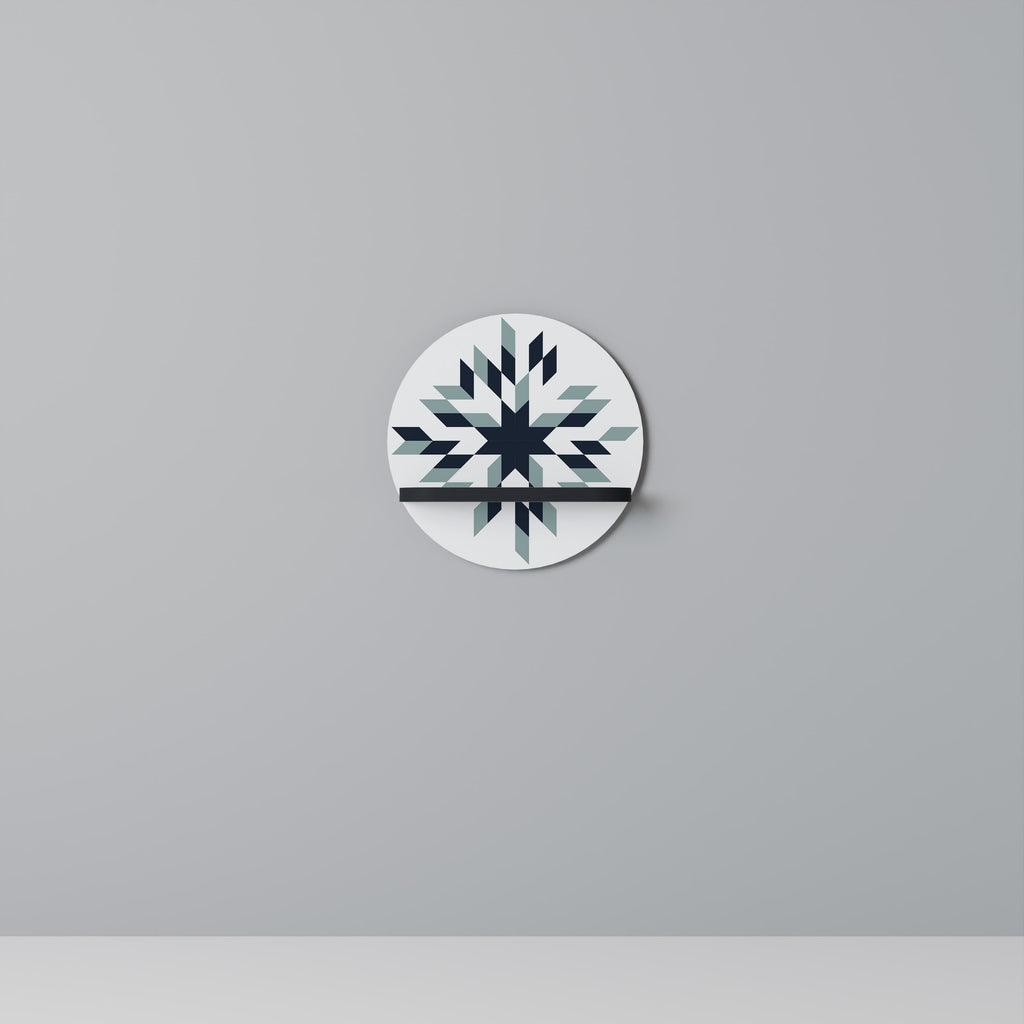 DAWN MOSAIC Round Art Shelf In Black Finish