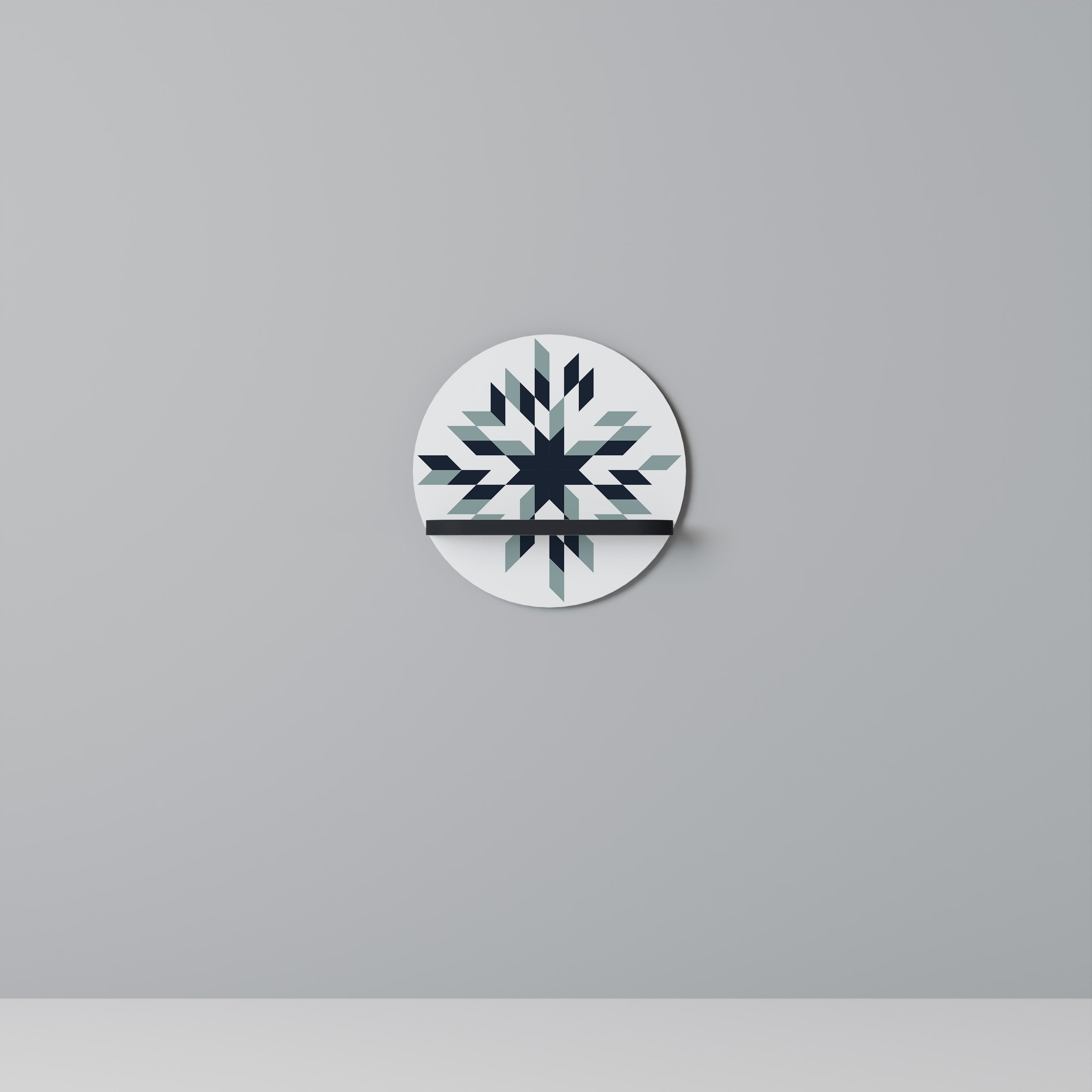 DAWN MOSAIC Round Art Shelf In Black Finish