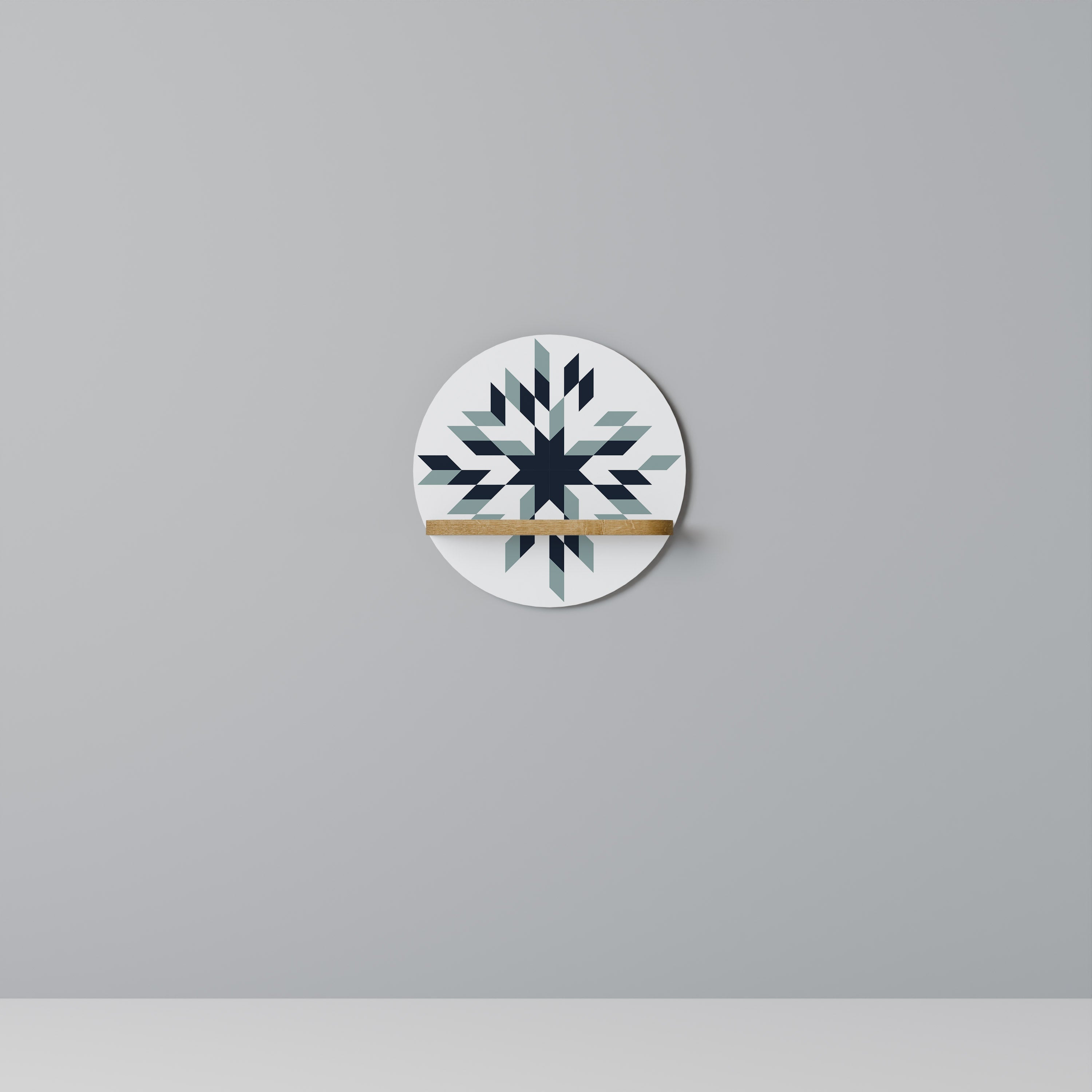 Étagère d'art ronde DAWN MOSAIC effet chêne