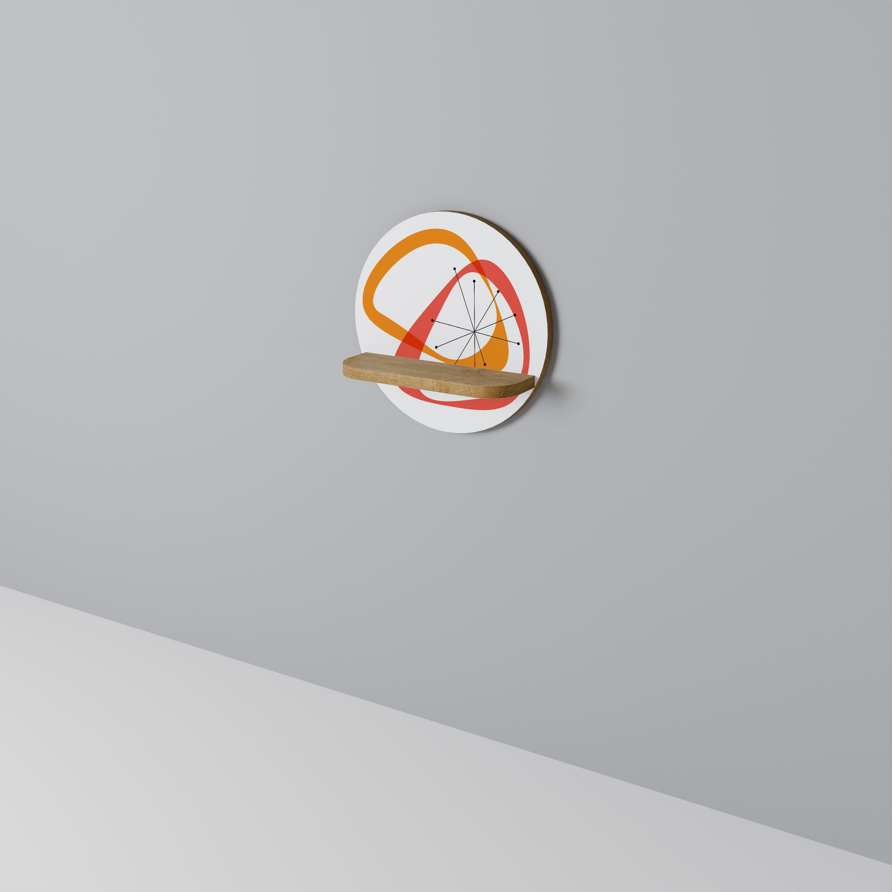 Étagère d'art ronde VIBRANT SUMMIT effet chêne