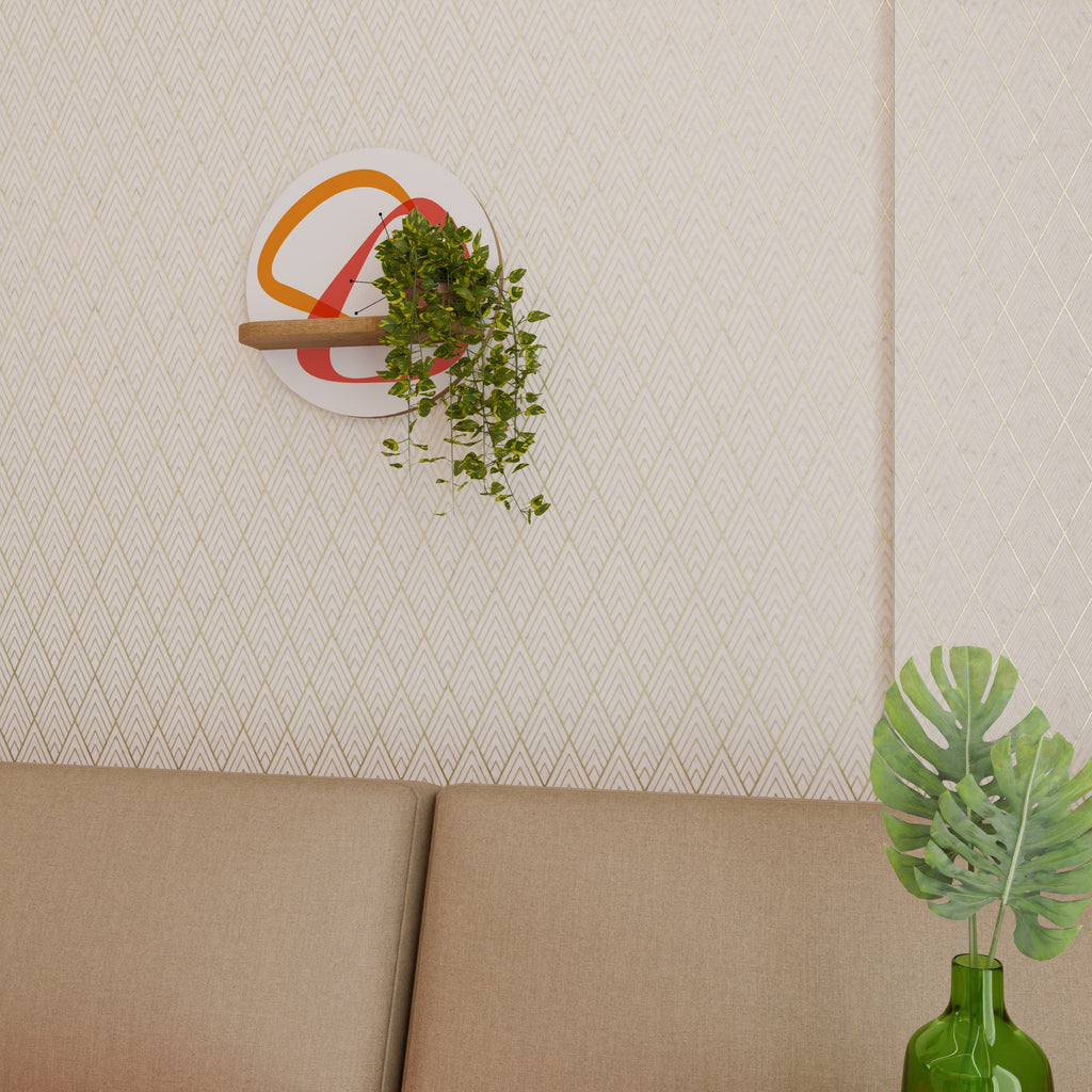 Étagère d'art ronde VIBRANT SUMMIT effet chêne