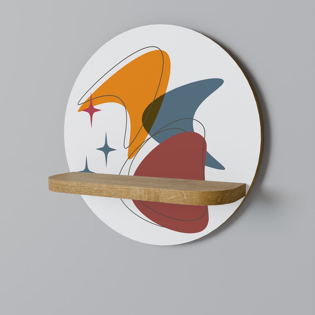 Étagère d'art ronde effet chêne STELLAR STROKES