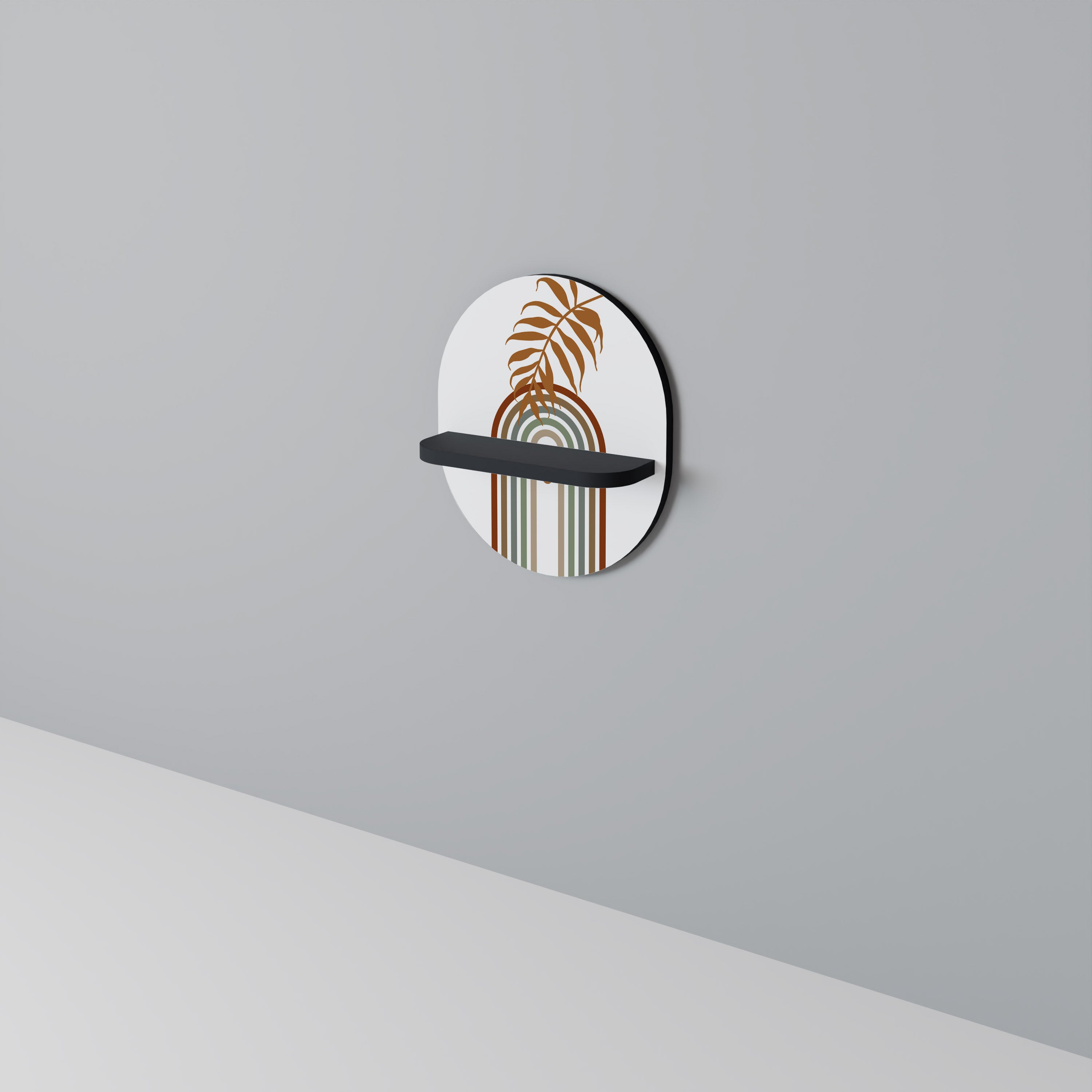 LEAF ON THE TOP Oval Art Shelf In Black Finish