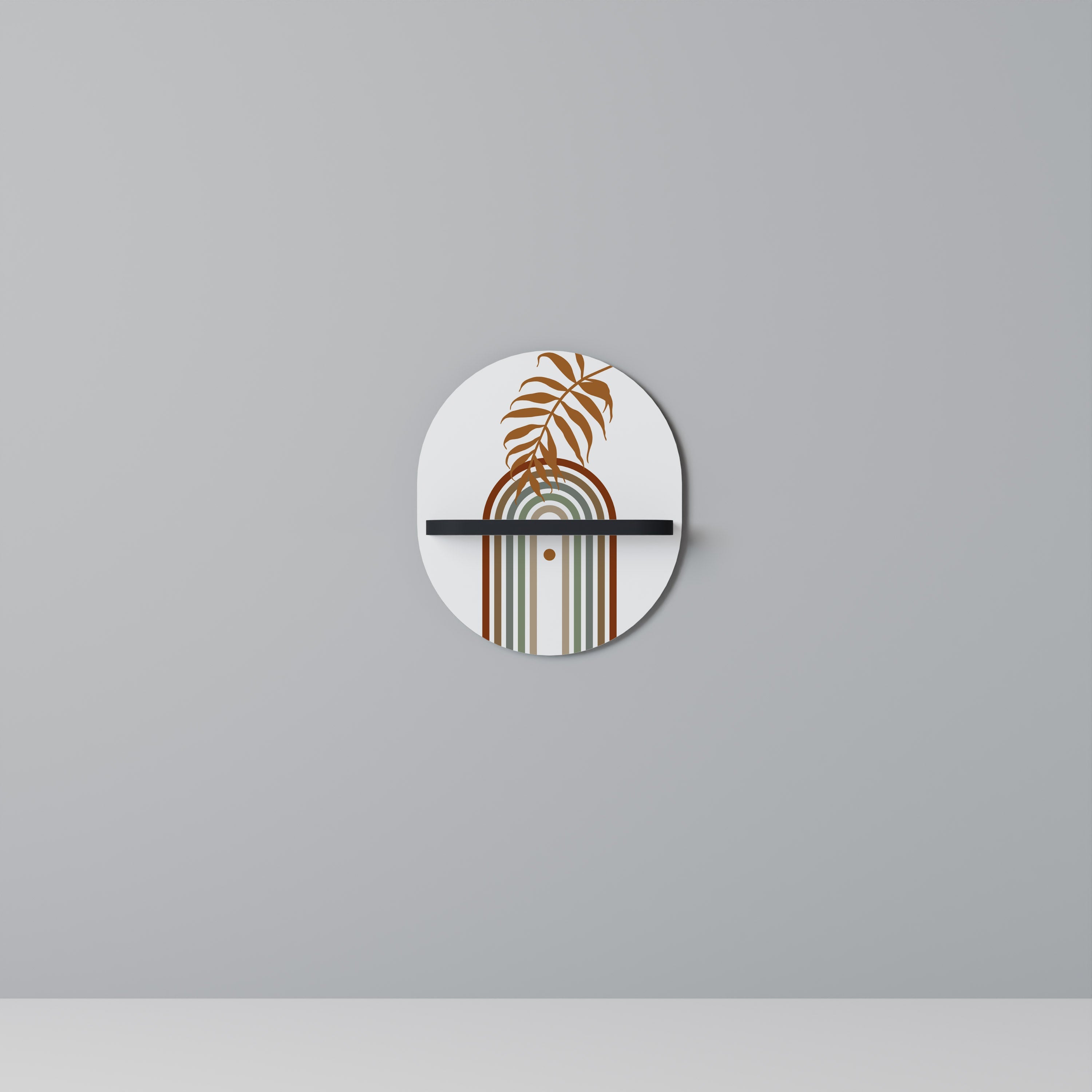 LEAF ON THE TOP Oval Art Shelf In Black Finish