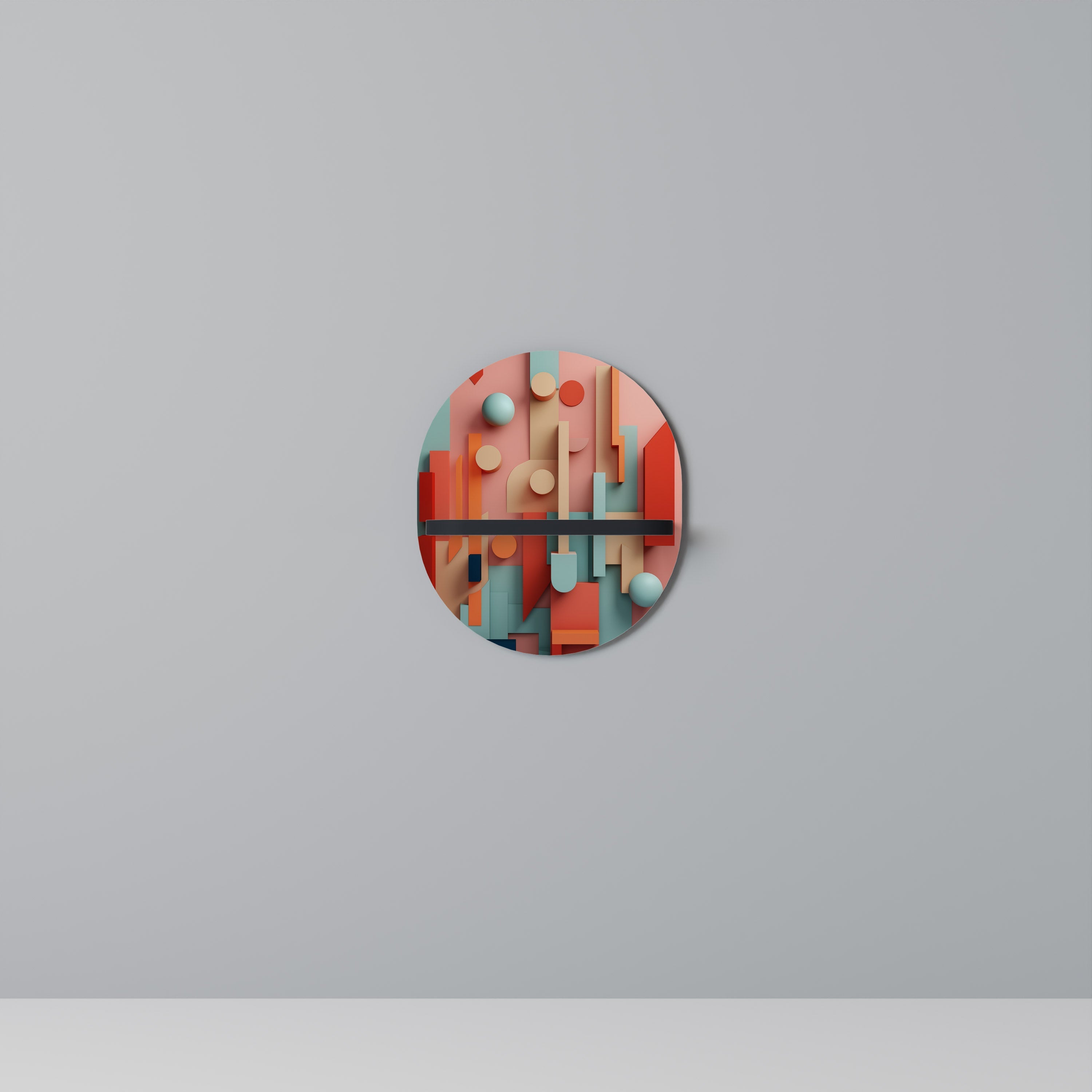 COLORBURST CONSTRUCT Oval Art Shelf In Black Finish