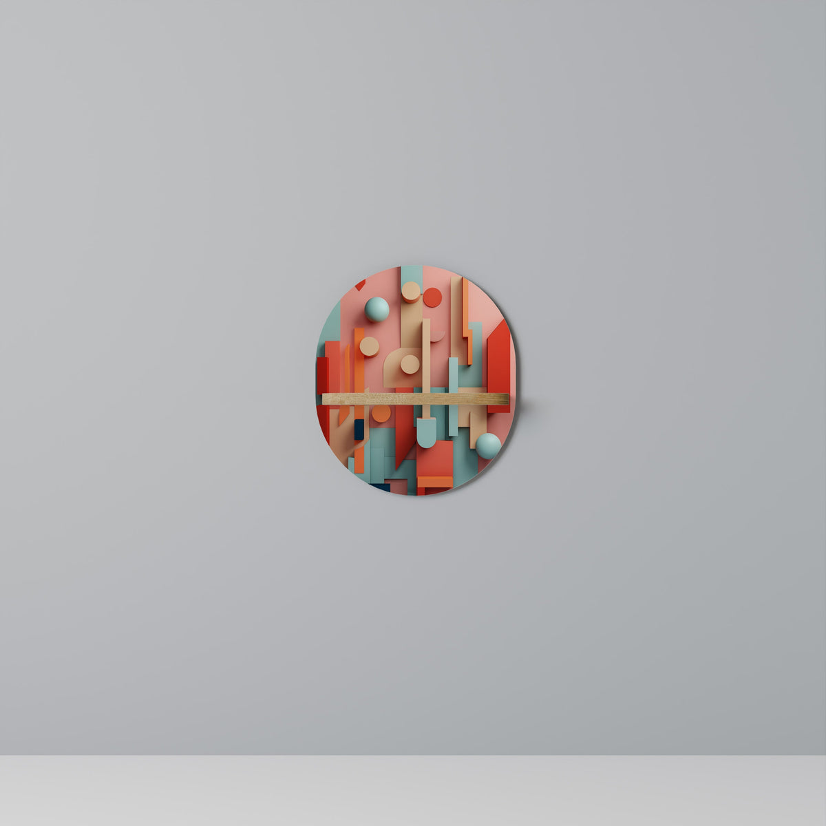Étagère d'art ovale COLORBURST CONSTRUCT effet chêne