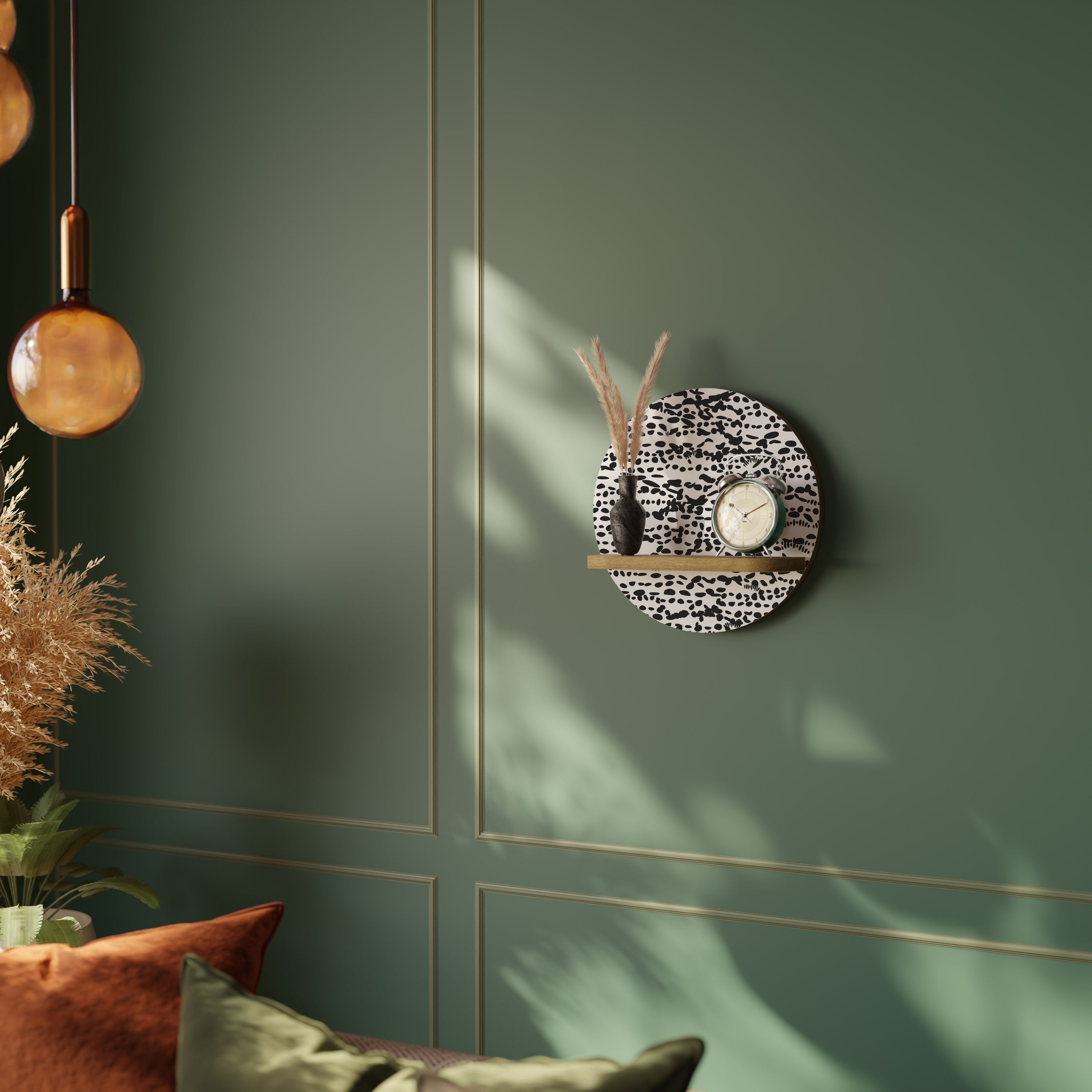 Étagère d'art ronde LUNAR LOOM effet chêne