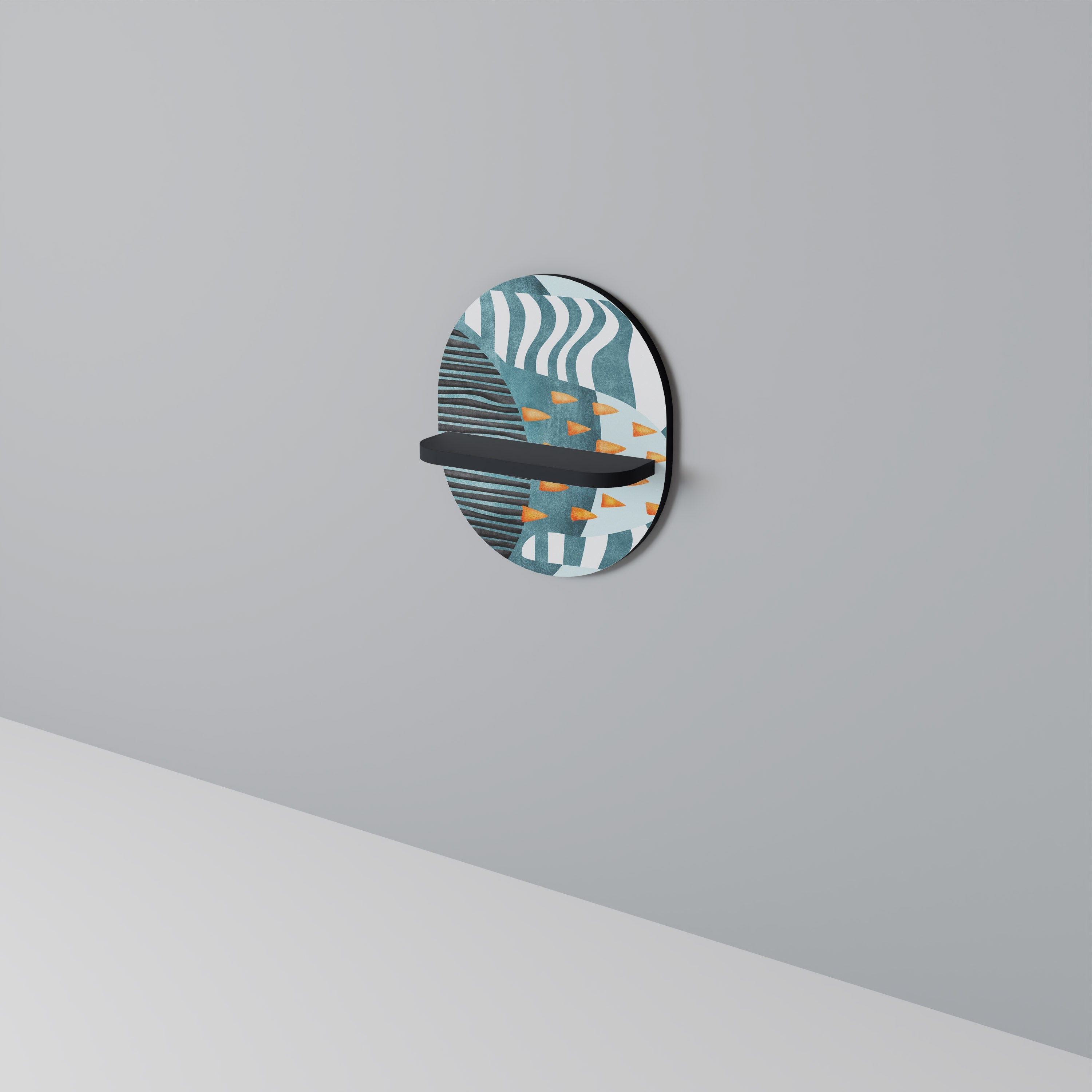 SHROUDED SHAPES Oval Art Shelf In Black Finish