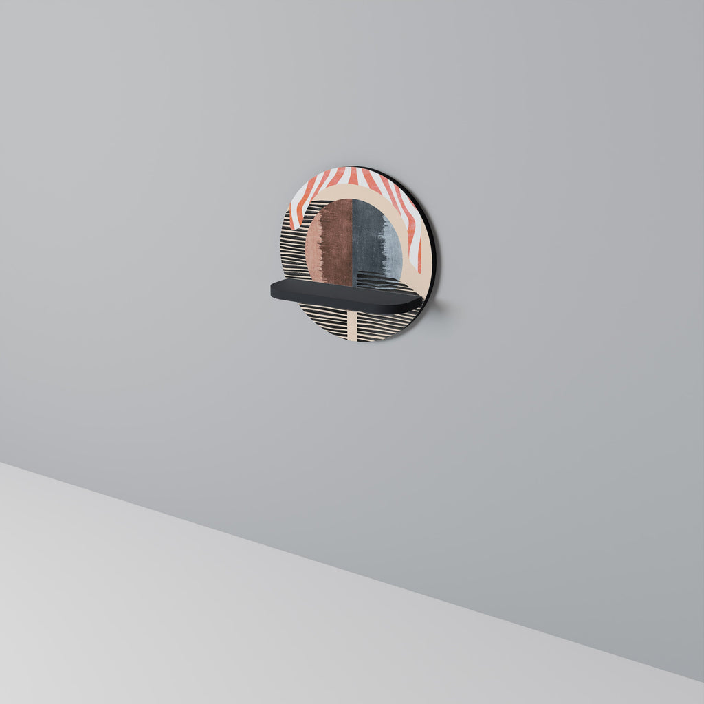 WHISPERS OF FORM Round Art Shelf In Black Finish