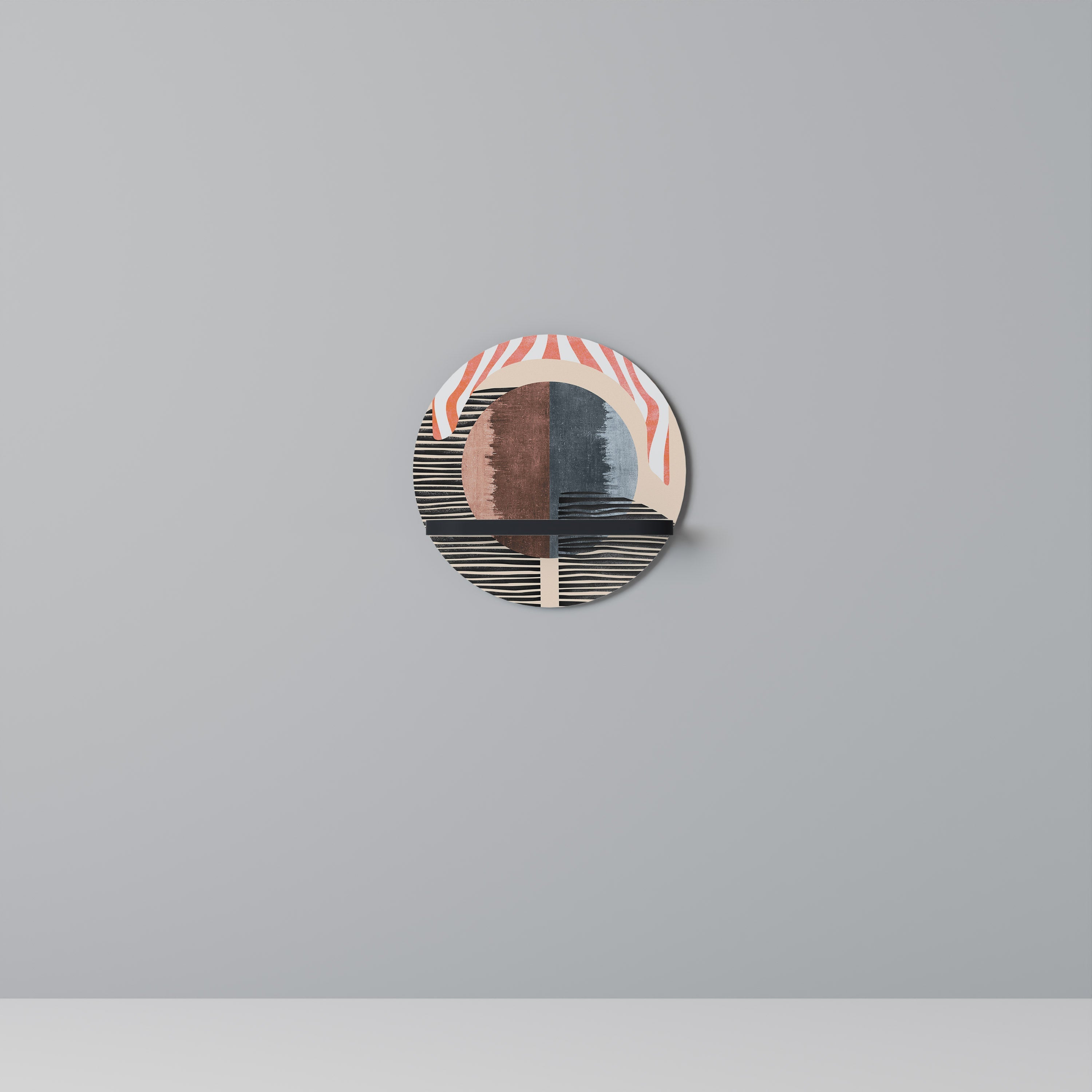 WHISPERS OF FORM Round Art Shelf In Black Finish