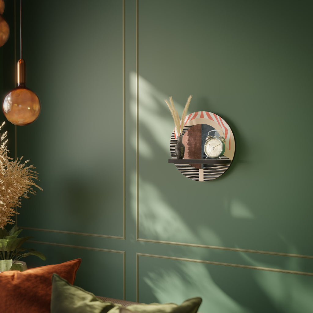 WHISPERS OF FORM Round Art Shelf In Black Finish