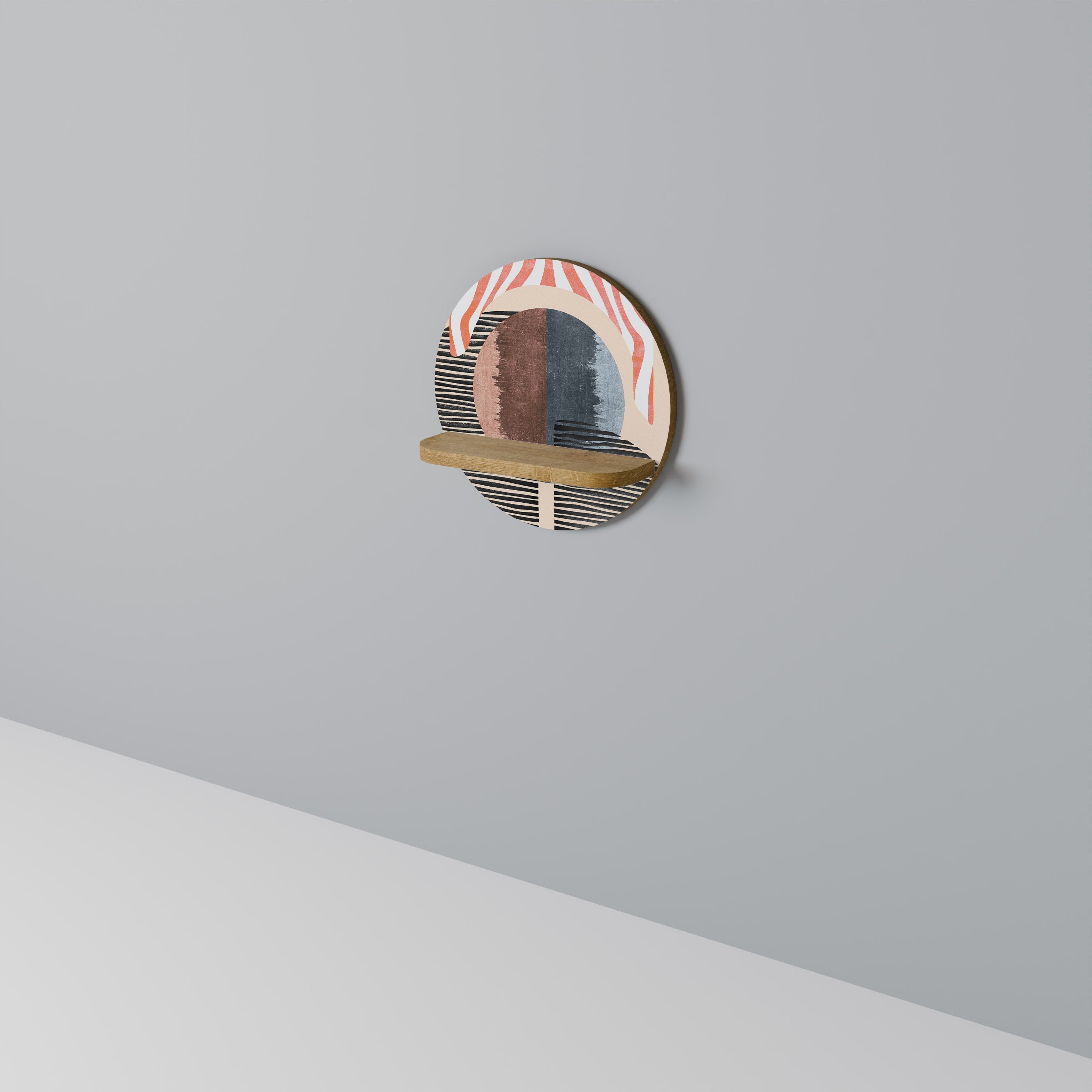 Étagère d'art ronde WHISPERS OF FORM en effet chêne