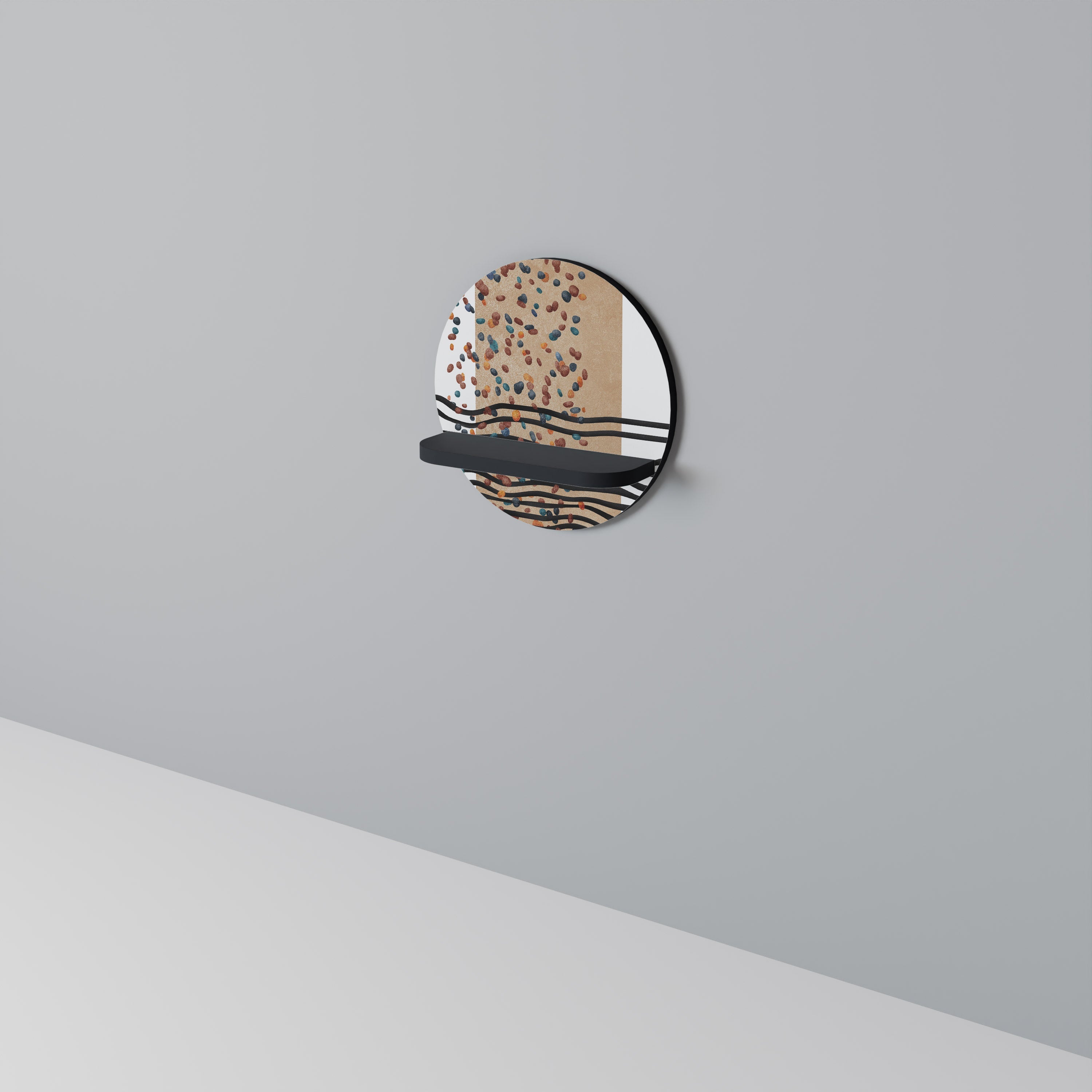 IMAGINARY RAIN Round Art Shelf In Black Finish