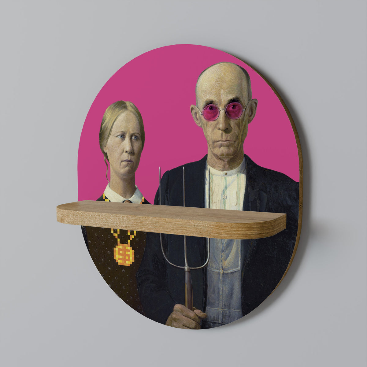 Étagère ovale AMERICAN GOTHIC BLING effet chêne