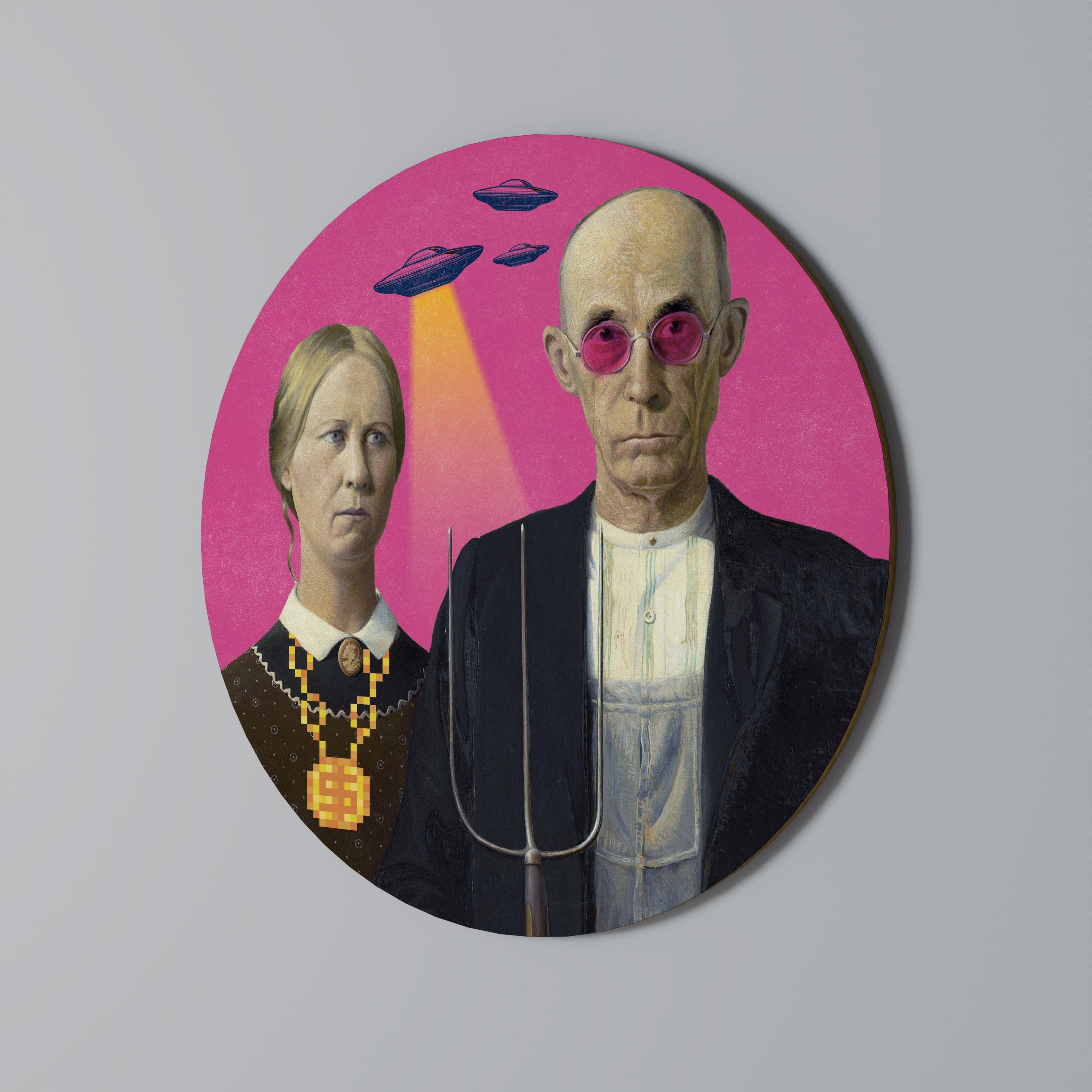 Décoration murale ronde AMERICAN GOTHIC ALIEN