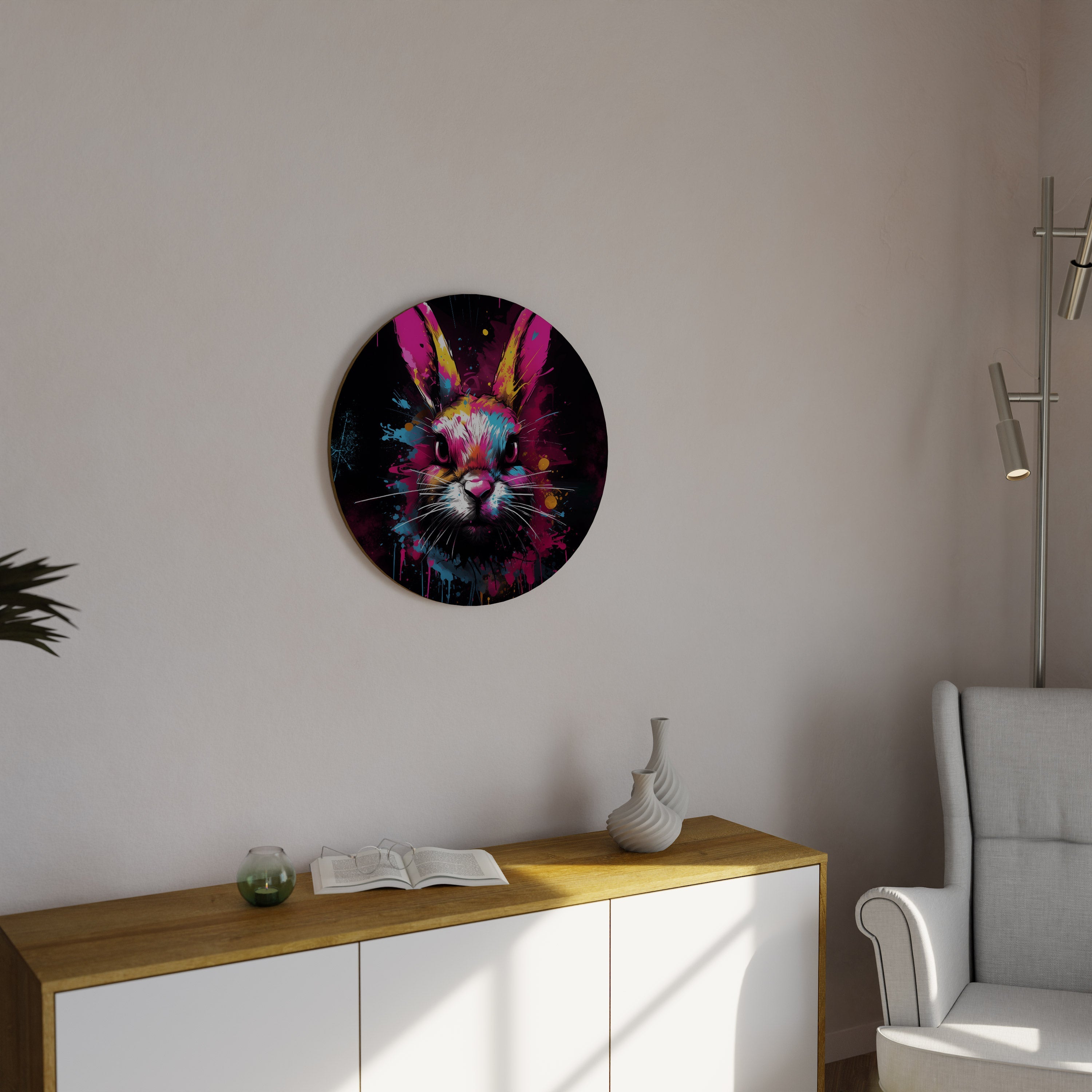 NE SUIVEZ PAS LE LAPIN Art mural rond