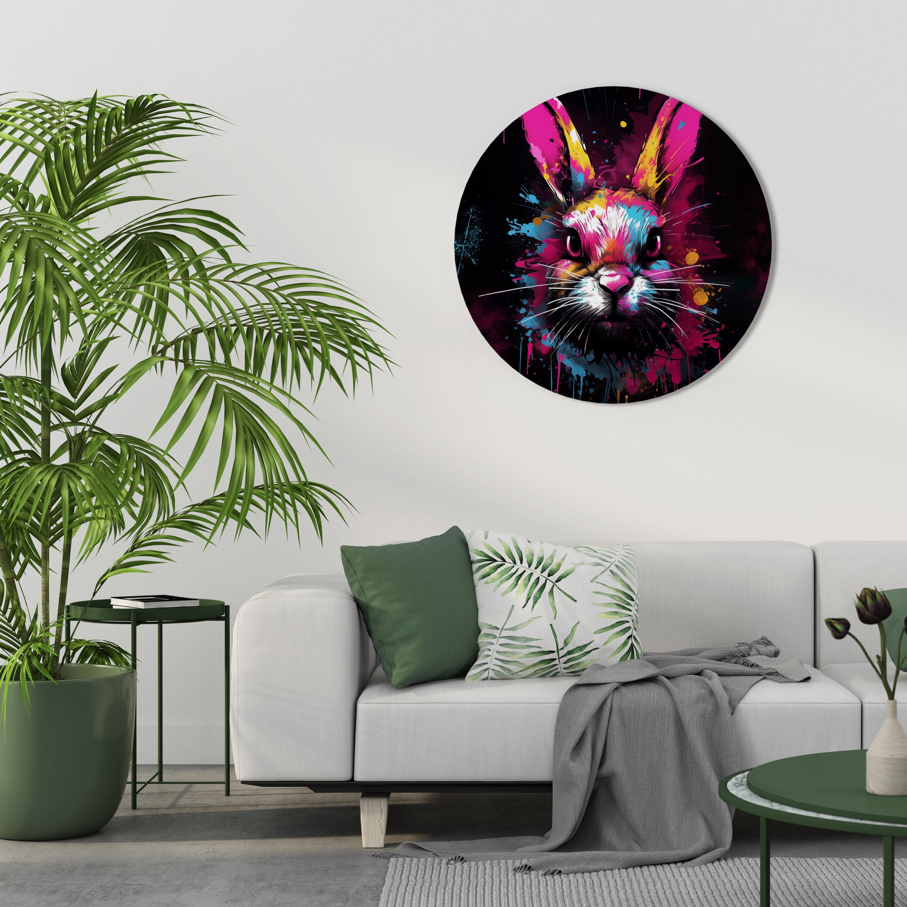 NE SUIVEZ PAS LE LAPIN Art mural rond
