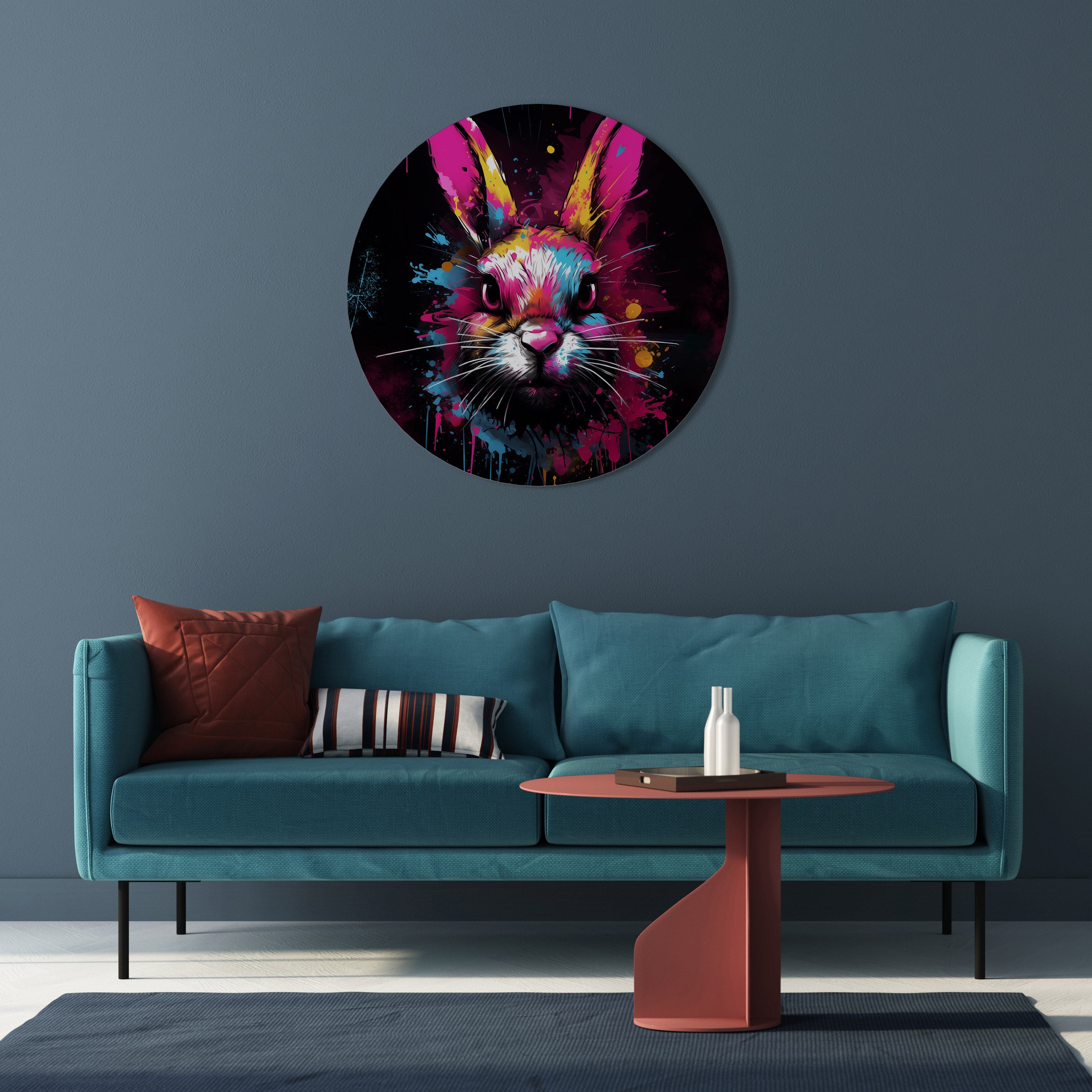 NE SUIVEZ PAS LE LAPIN Art mural rond
