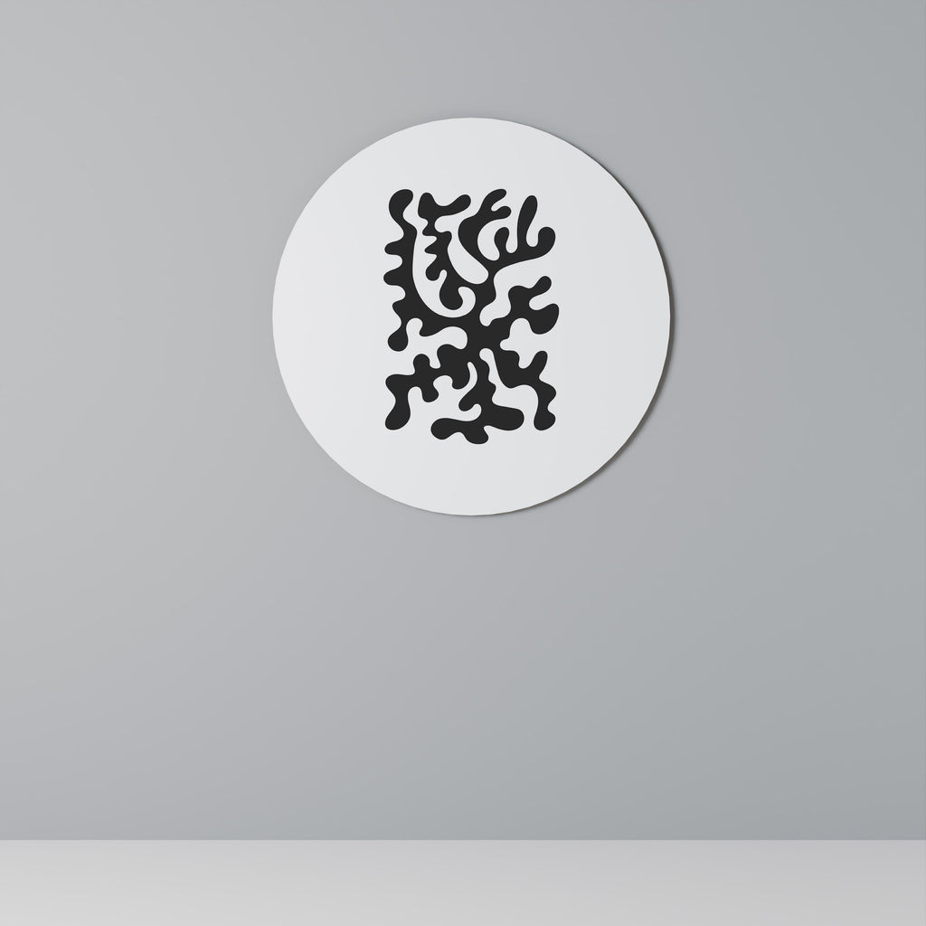 Cascade de charbon de bois, décoration murale ronde