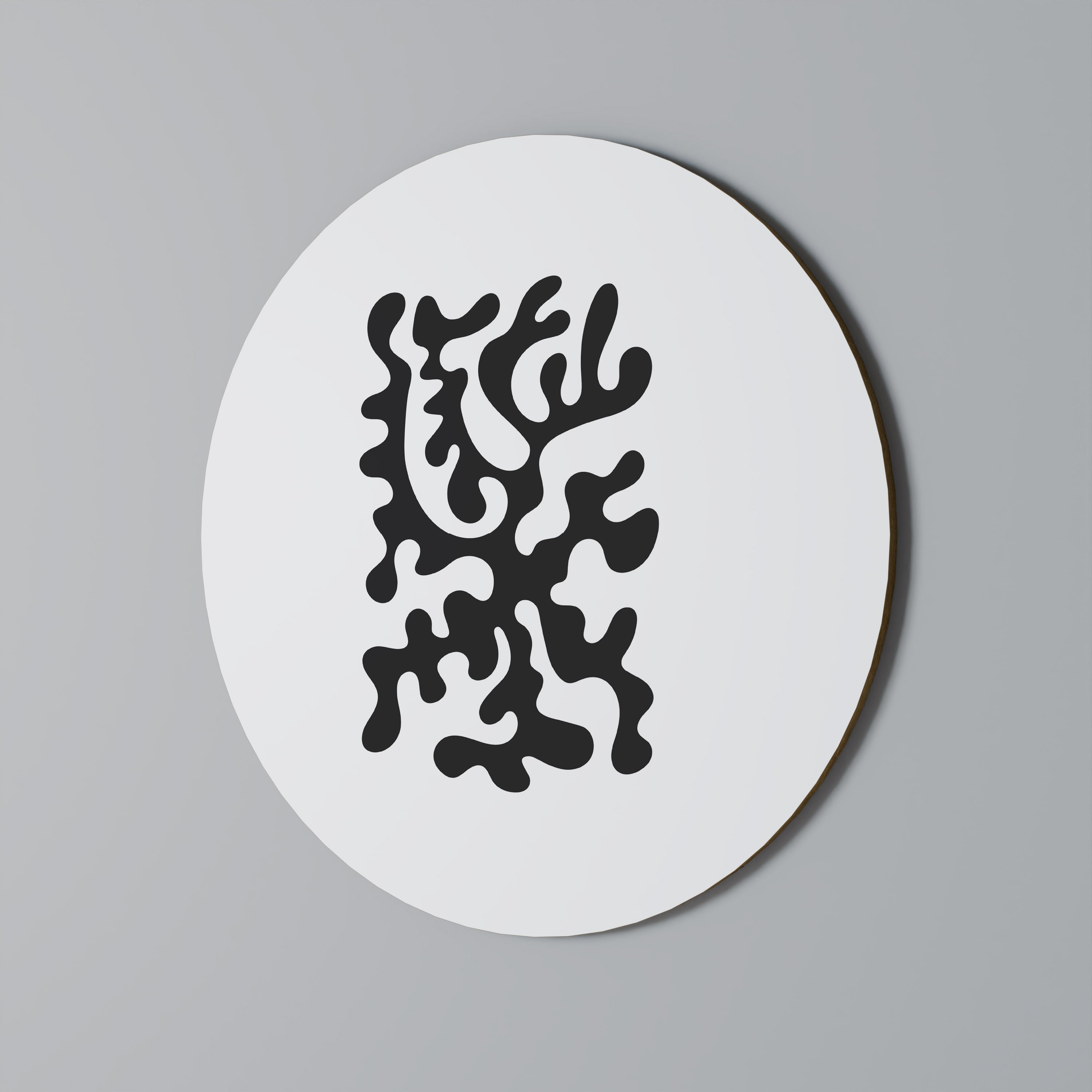 Cascade de charbon de bois, décoration murale ronde