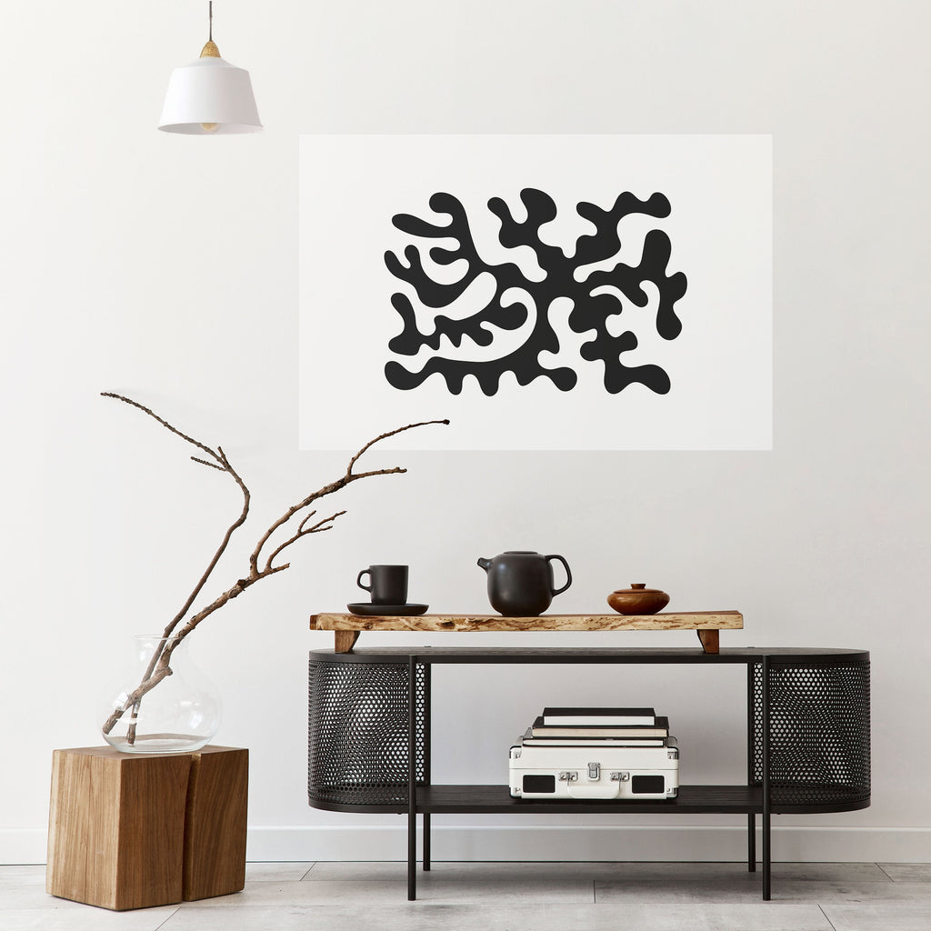 CHARCOAL CASCADE Peel and Stick Horizontal Poster