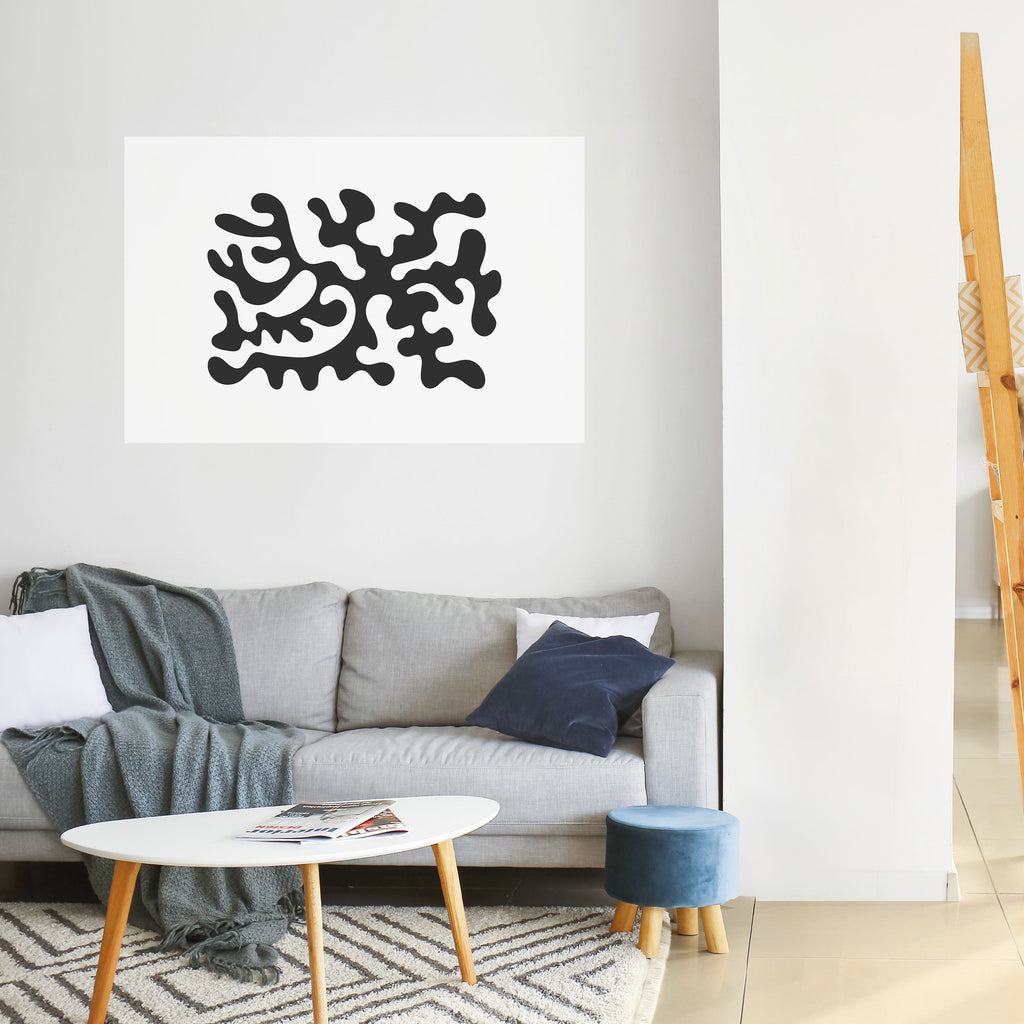 CHARCOAL CASCADE Peel and Stick Horizontal Poster