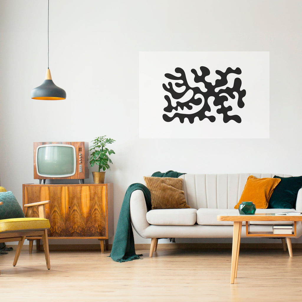 CHARCOAL CASCADE Peel and Stick Horizontal Poster