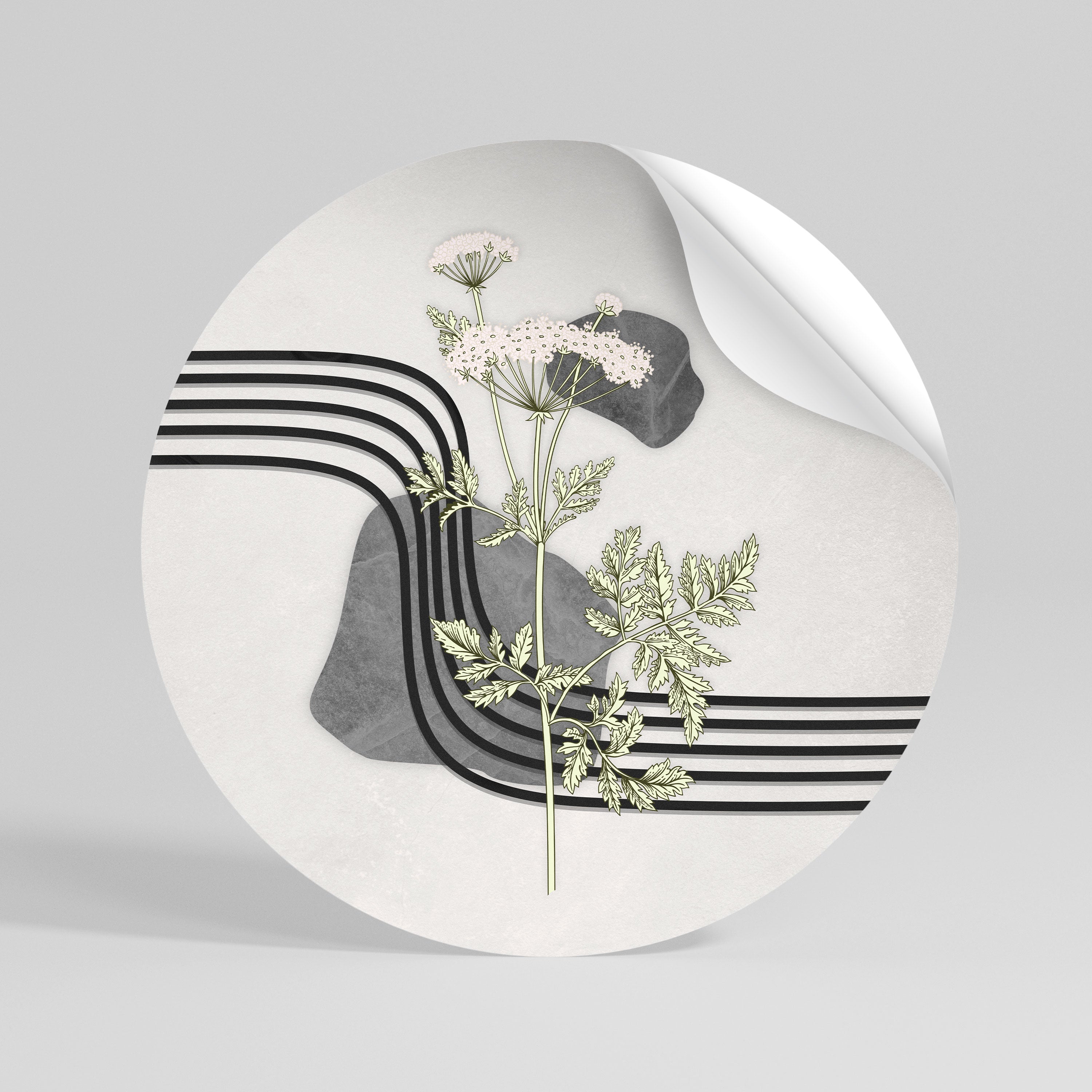 HERACLEUM ARRAY Peel and Stick Round Sticker