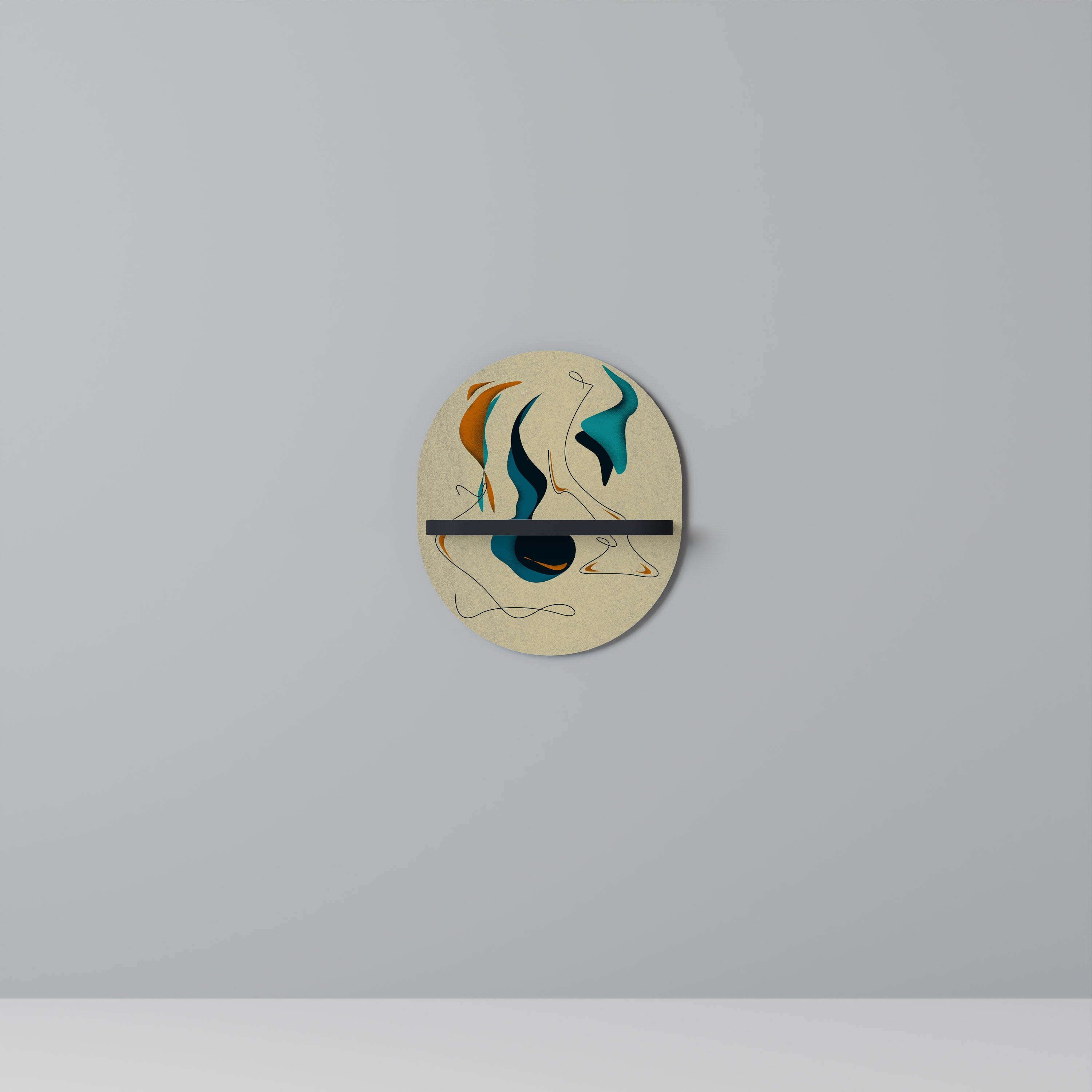 DREAMY DAZE Oval Art Shelf In Black Finish