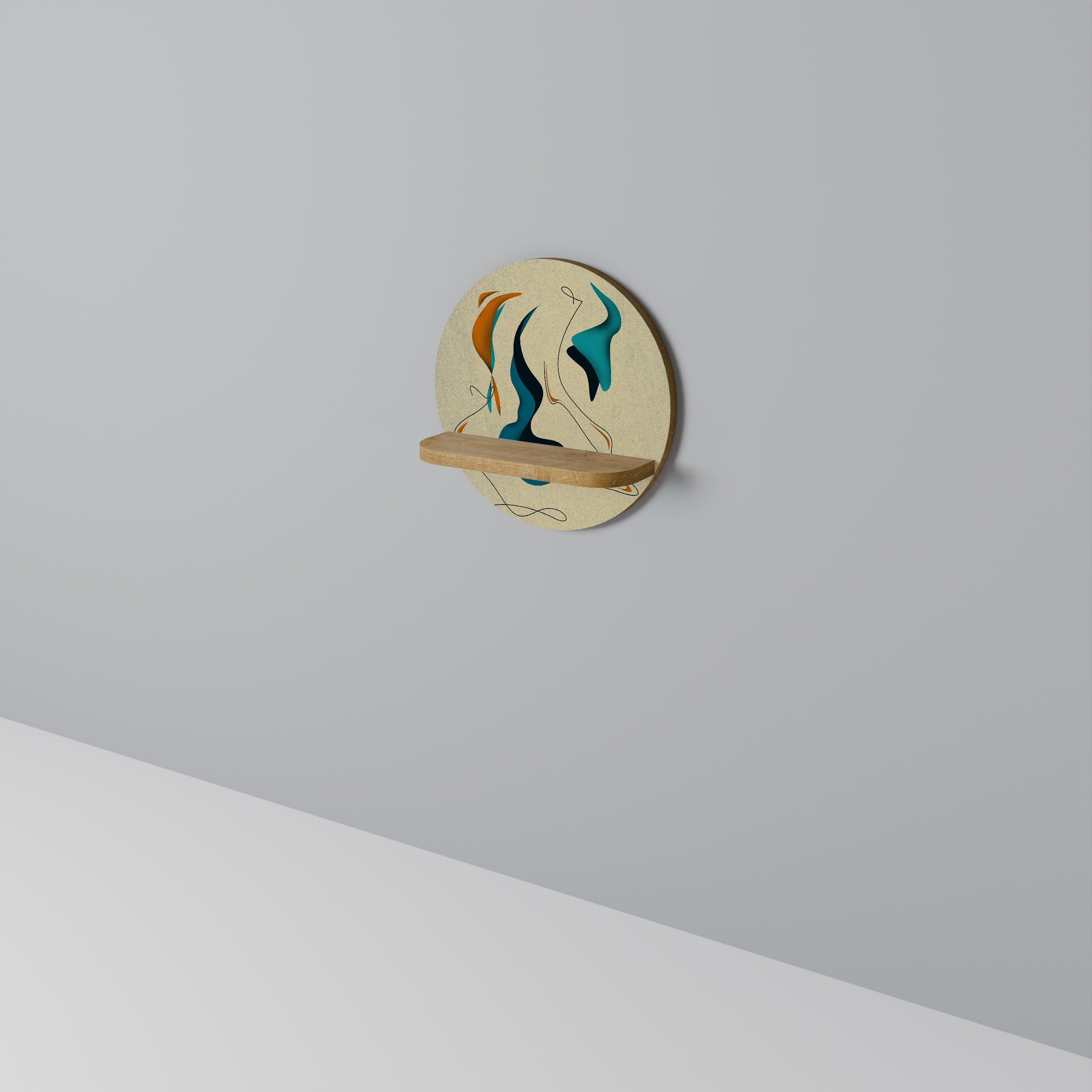 Étagère d'art ronde DREAMY DAZE effet chêne