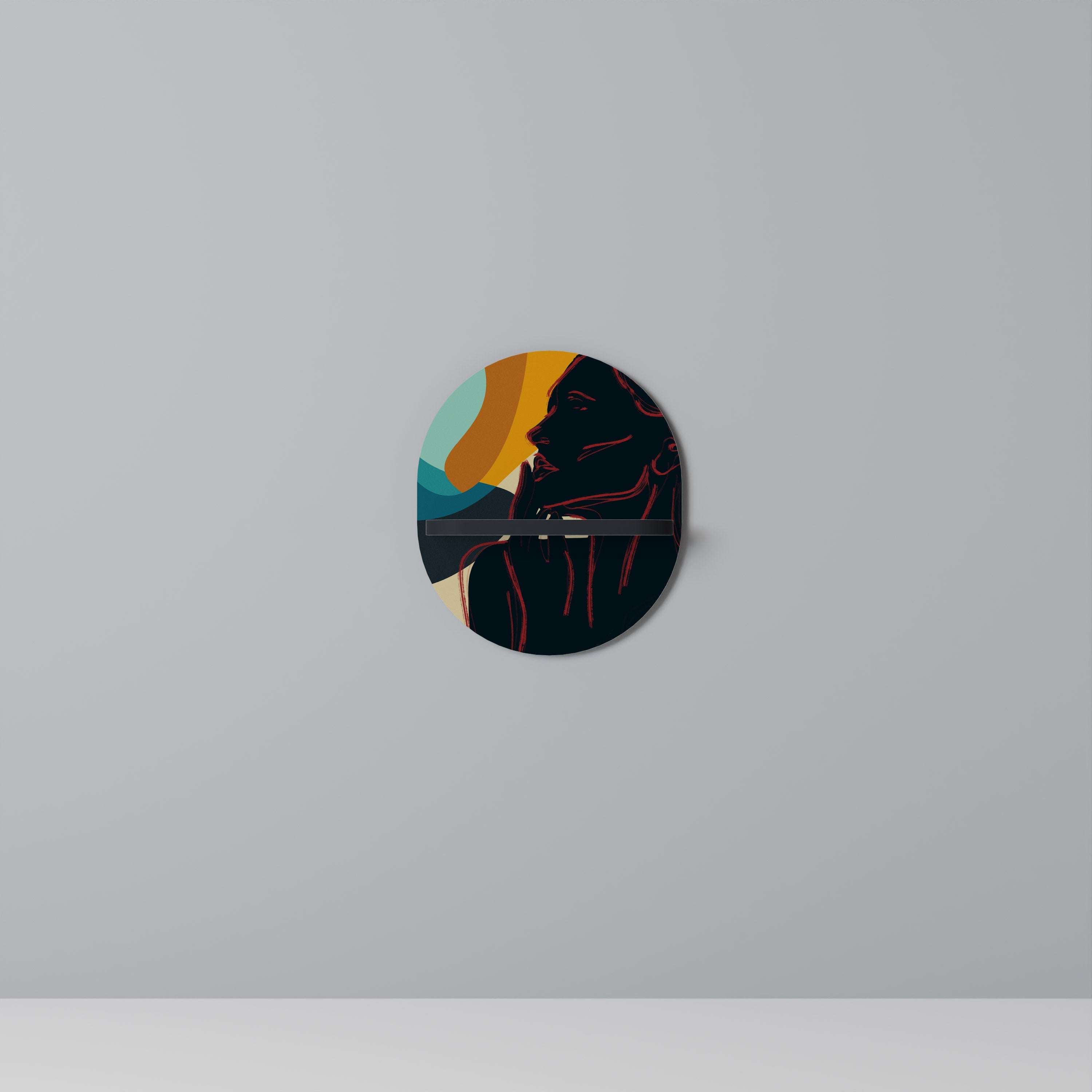 SILHOUETTE SONATA Oval Art Shelf In Black Finish