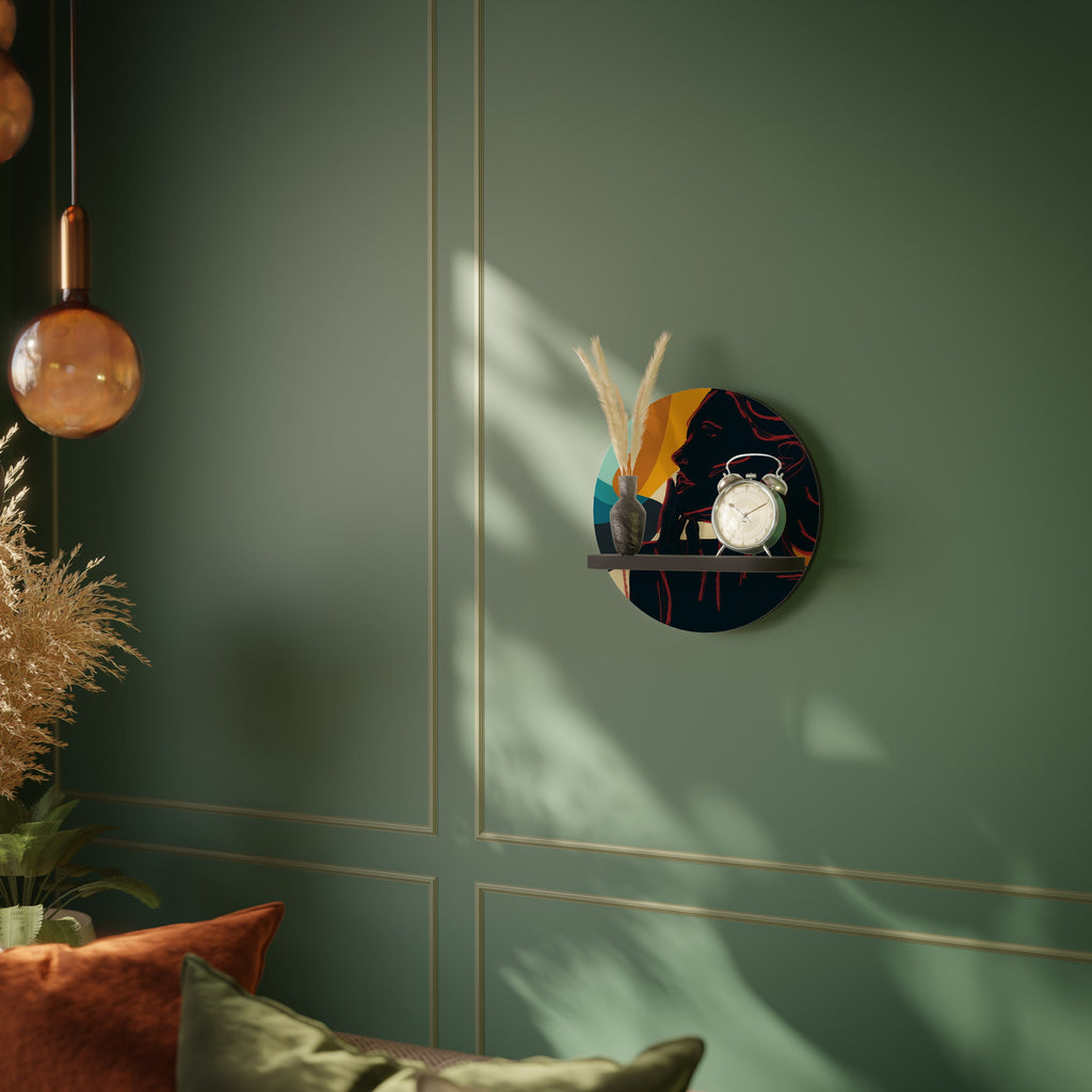 SILHOUETTE SONATA Round Art Shelf In Black Finish