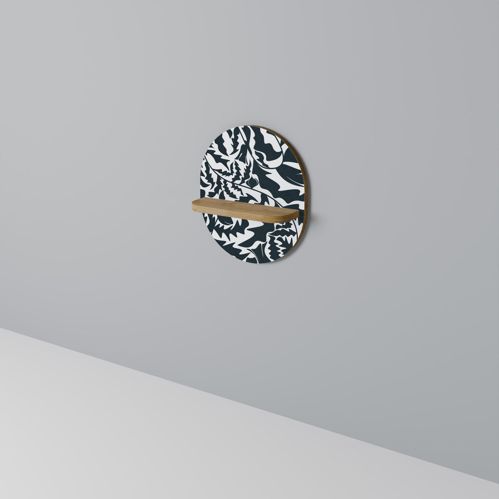 Étagère d'art ovale ETHEREAL ORNAMENT effet chêne