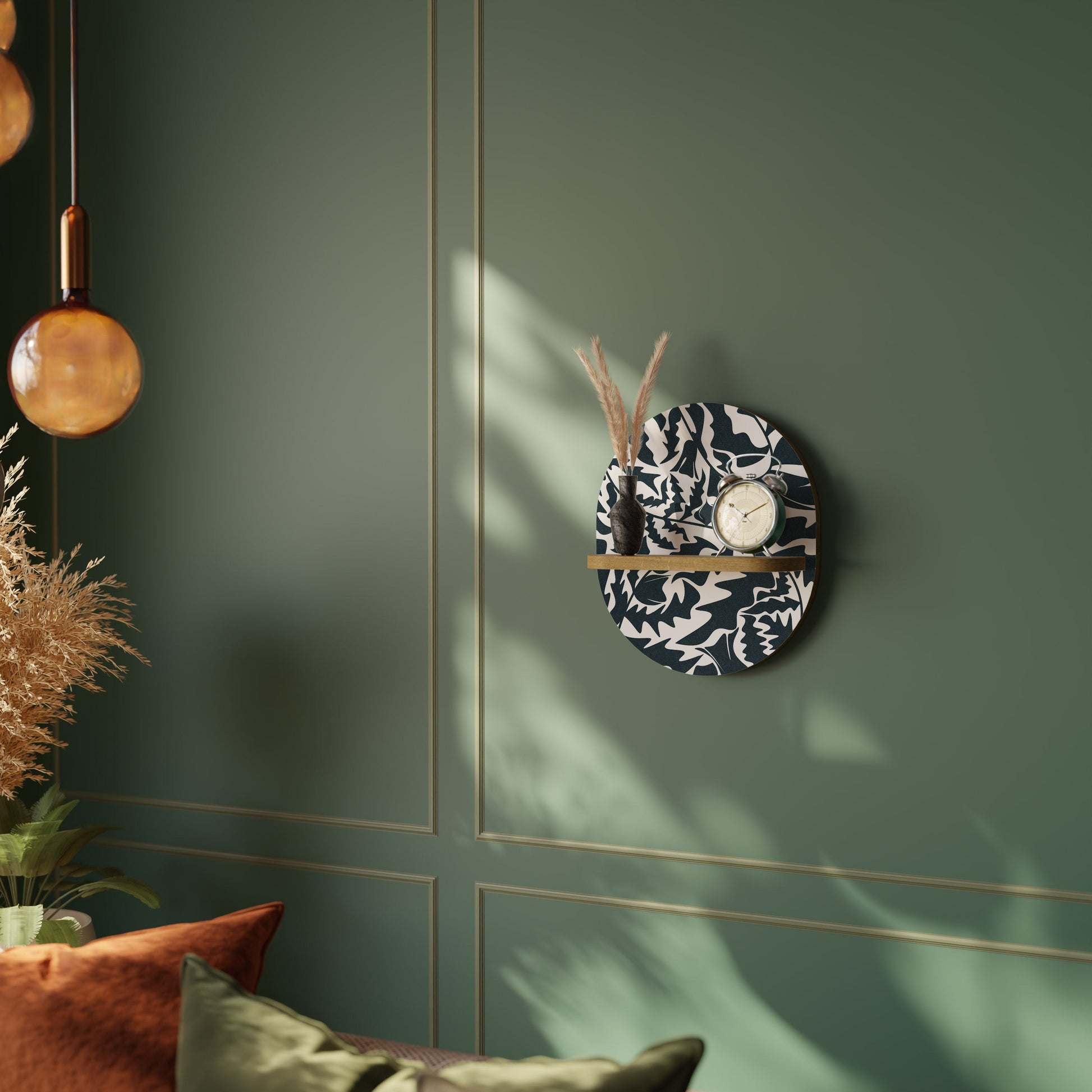 Étagère d'art ovale ETHEREAL ORNAMENT effet chêne