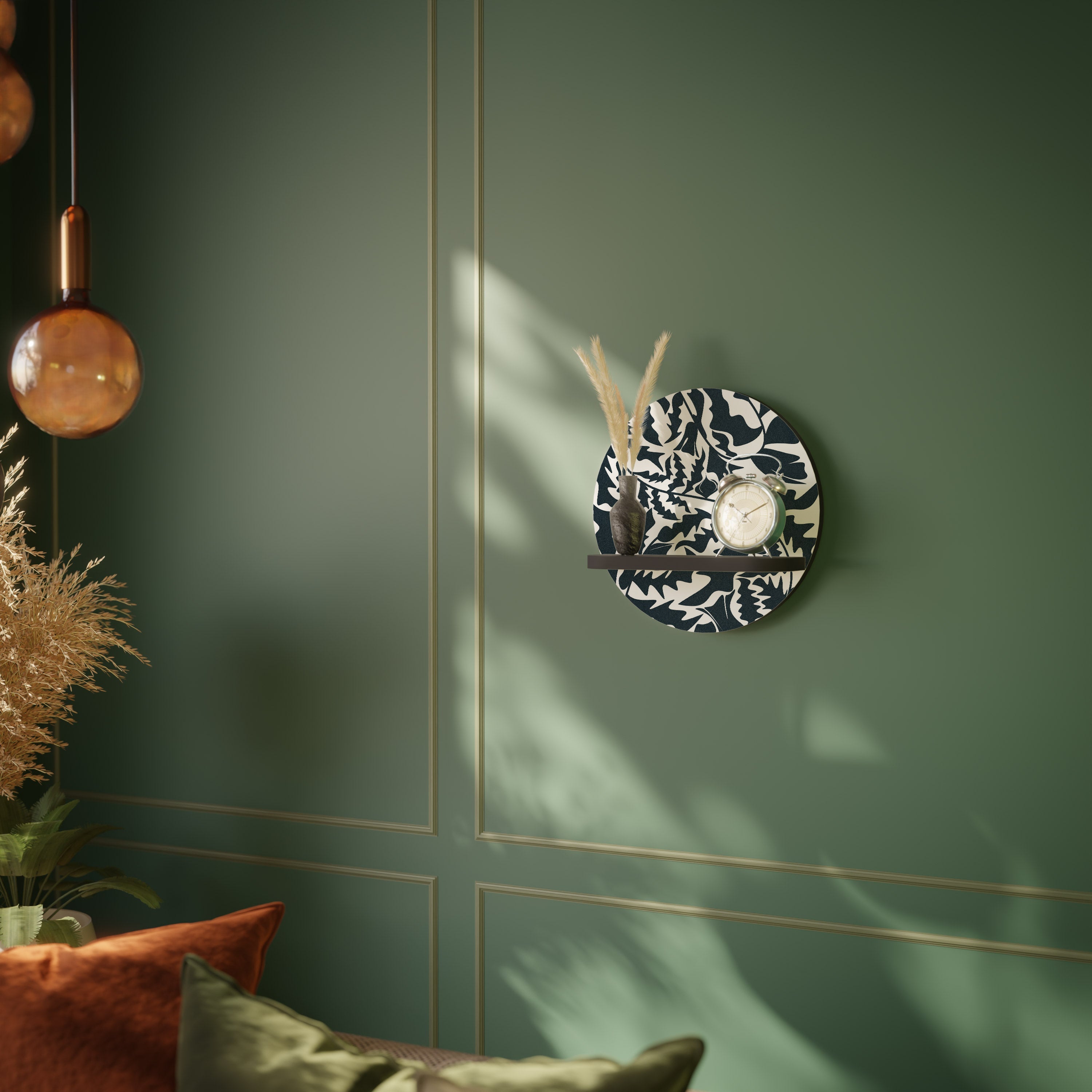 ETHEREAL ORNAMENT Round Art Shelf In Black Finish