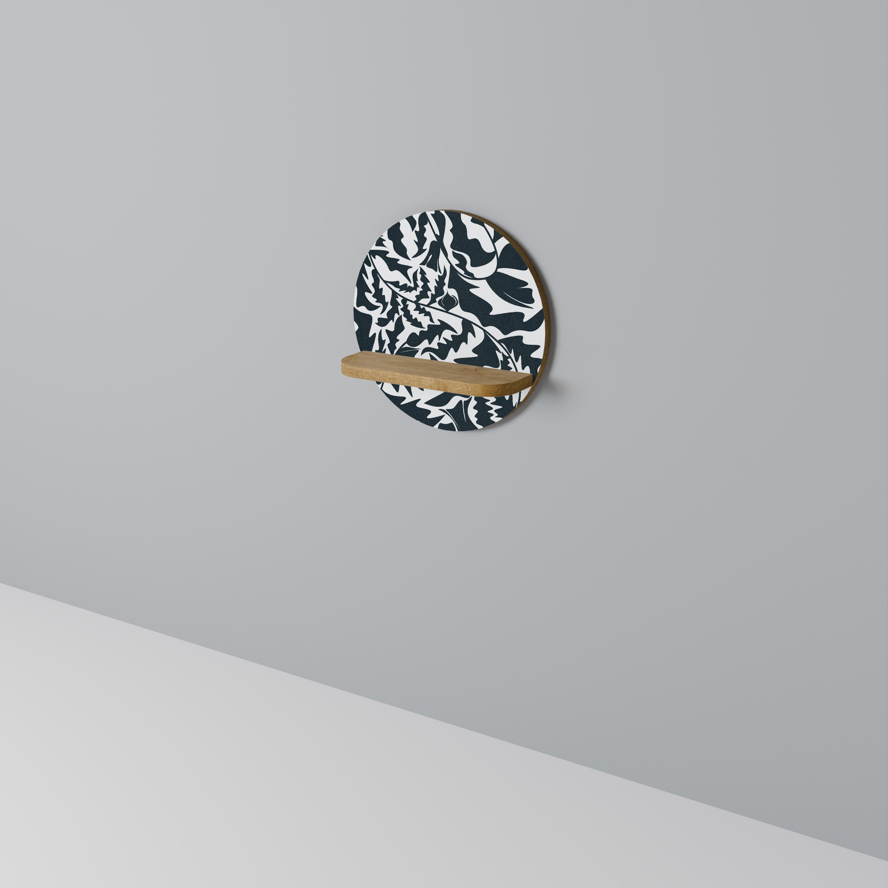 Étagère d'art ronde ETHEREAL ORNAMENT effet chêne