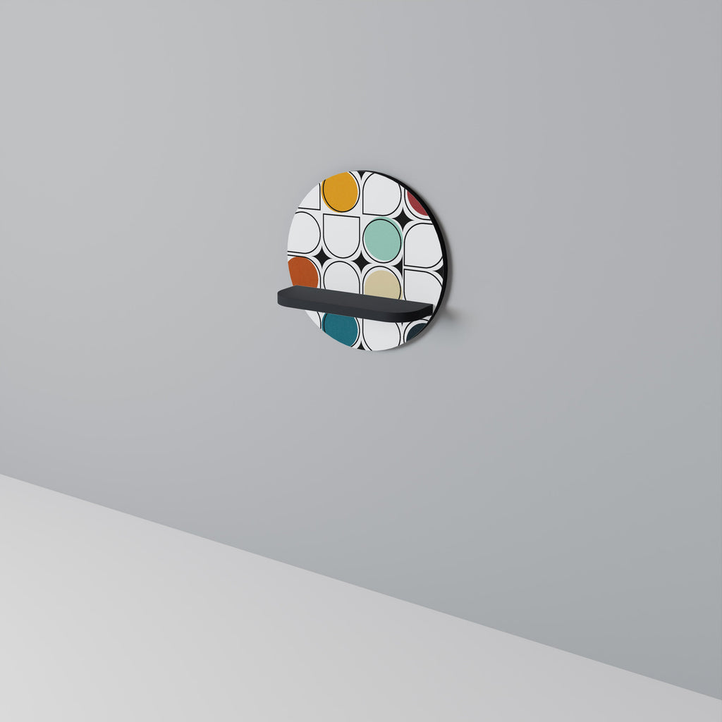 HUE HARMONY Round Art Shelf In Black Finish