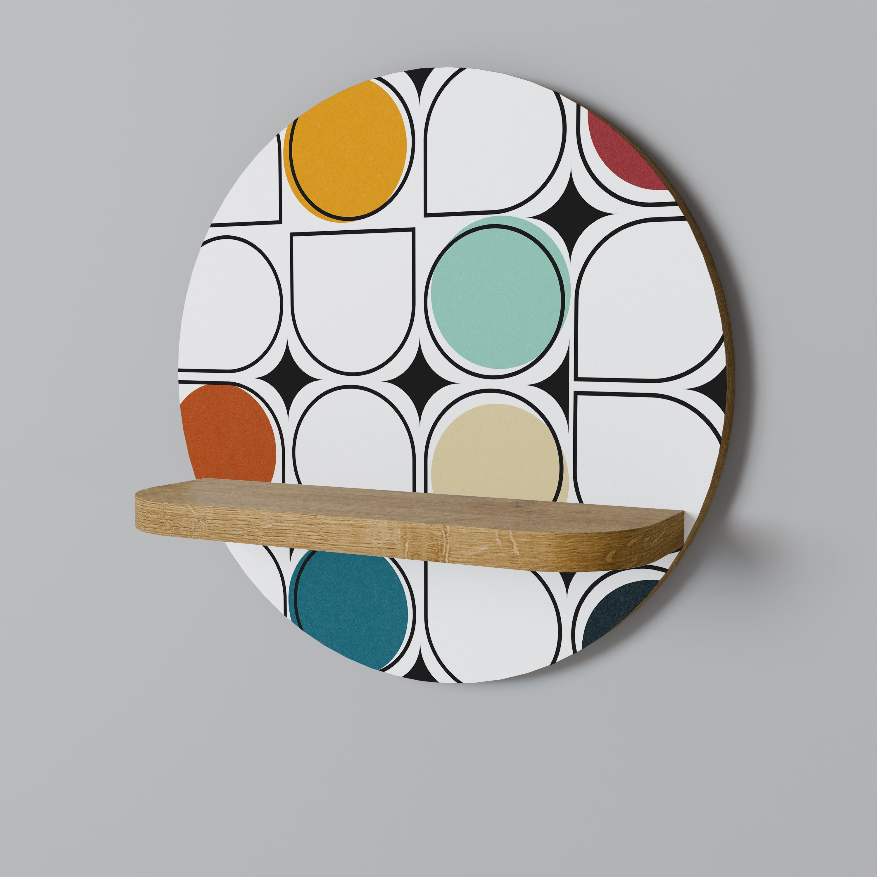 Étagère d'art ronde HUE HARMONY effet chêne