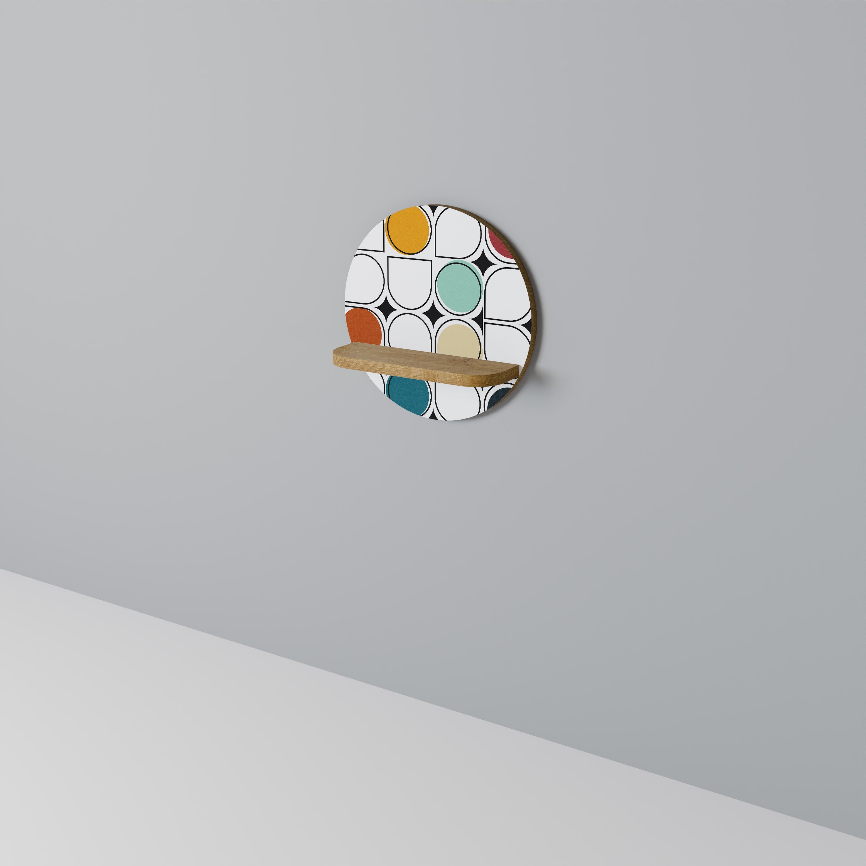 Étagère d'art ronde HUE HARMONY effet chêne