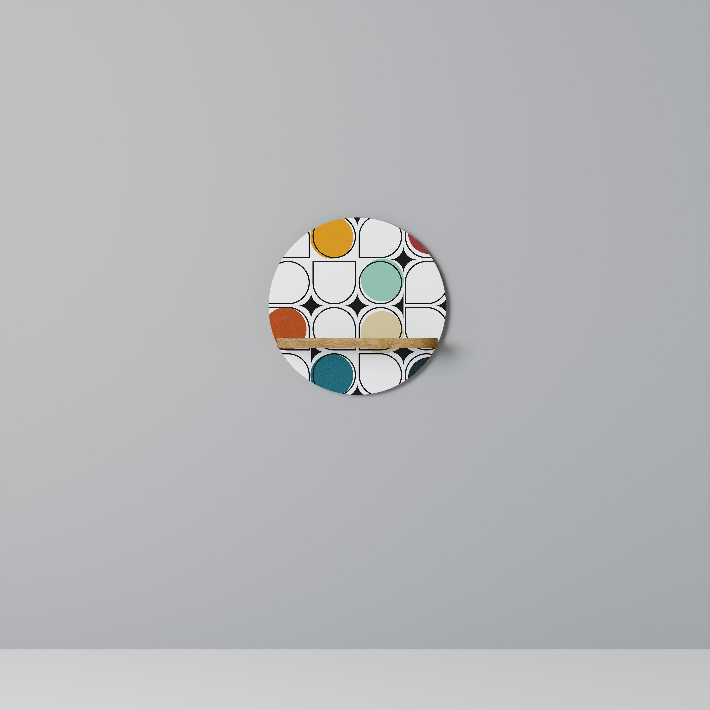 Étagère d'art ronde HUE HARMONY effet chêne