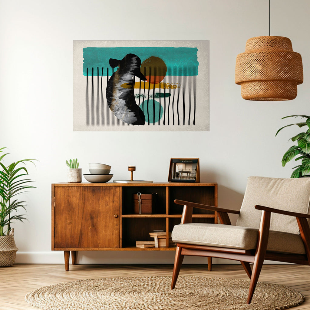 Affiche horizontale autocollante Inkwell Turquoise