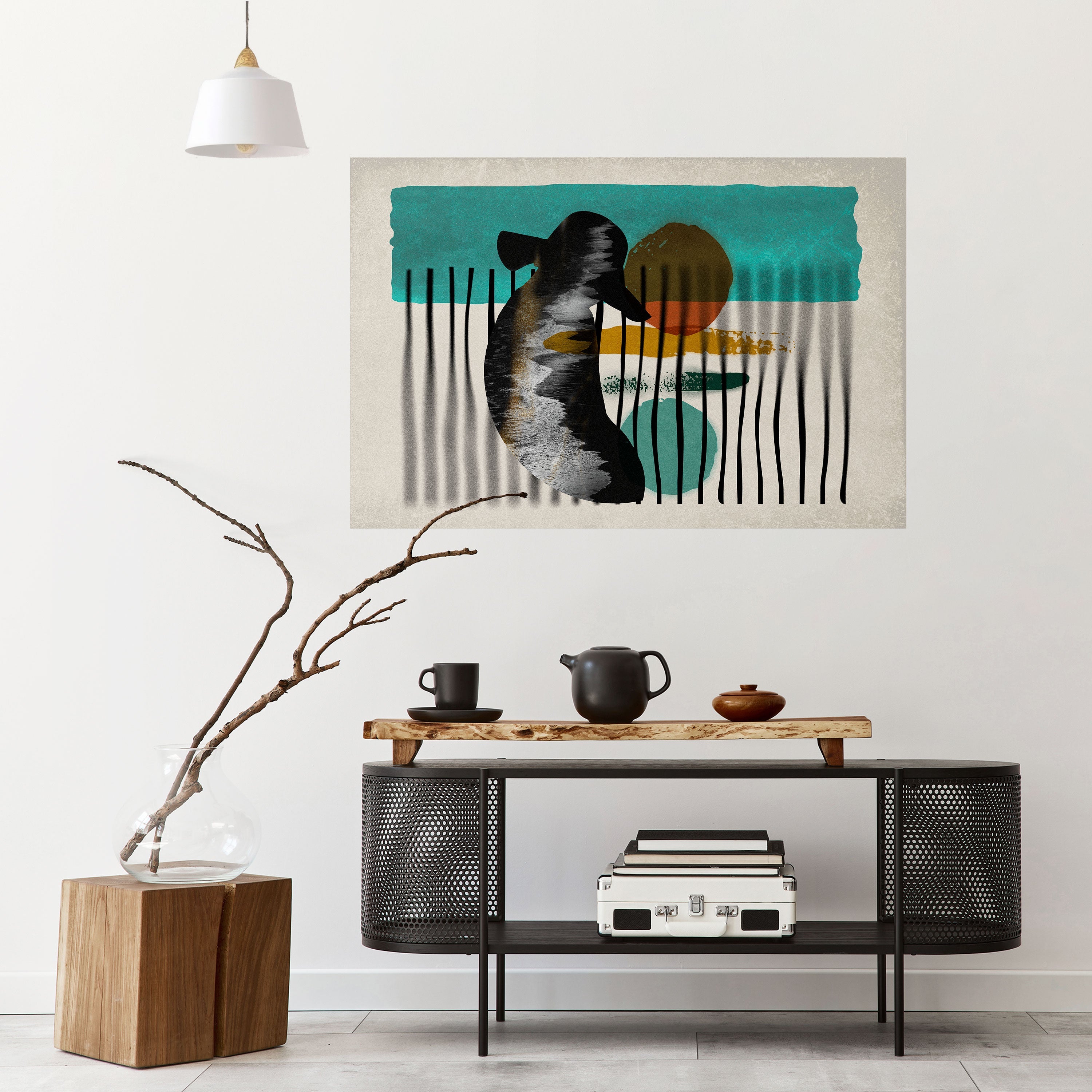 Affiche horizontale autocollante Inkwell Turquoise