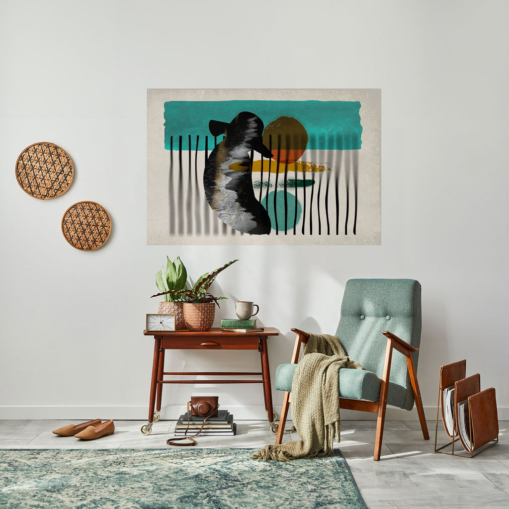 Affiche horizontale autocollante Inkwell Turquoise