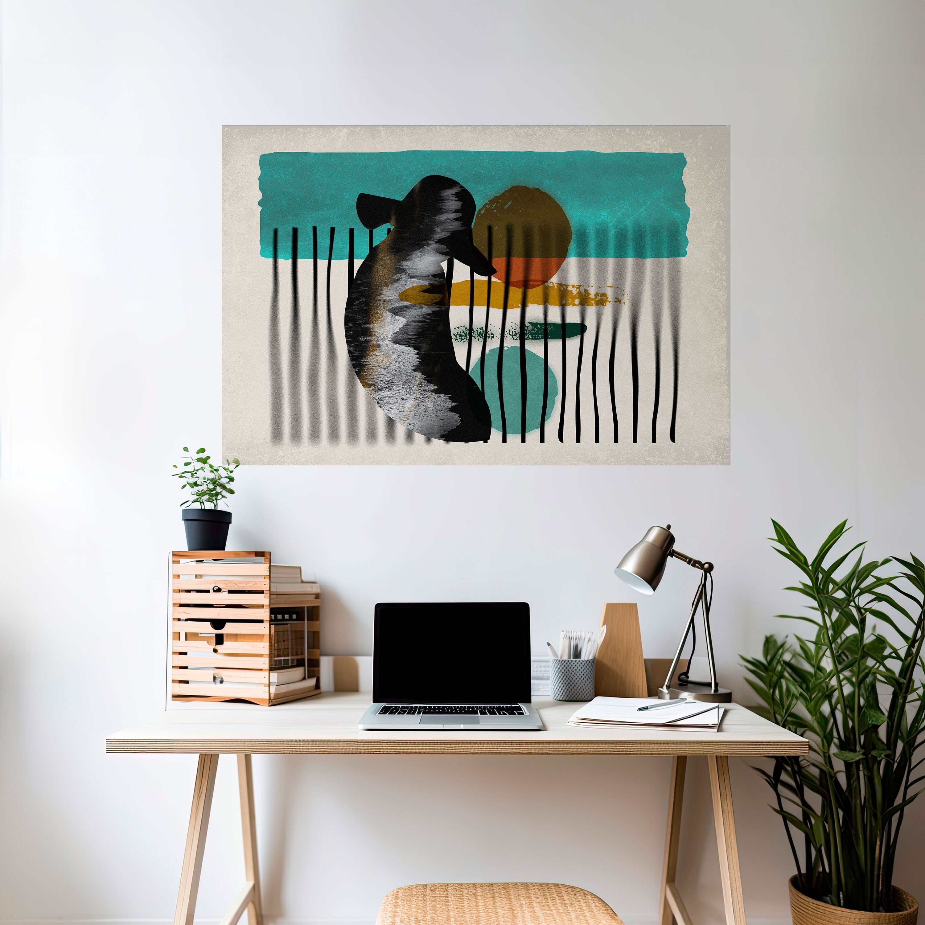 Affiche horizontale autocollante Inkwell Turquoise