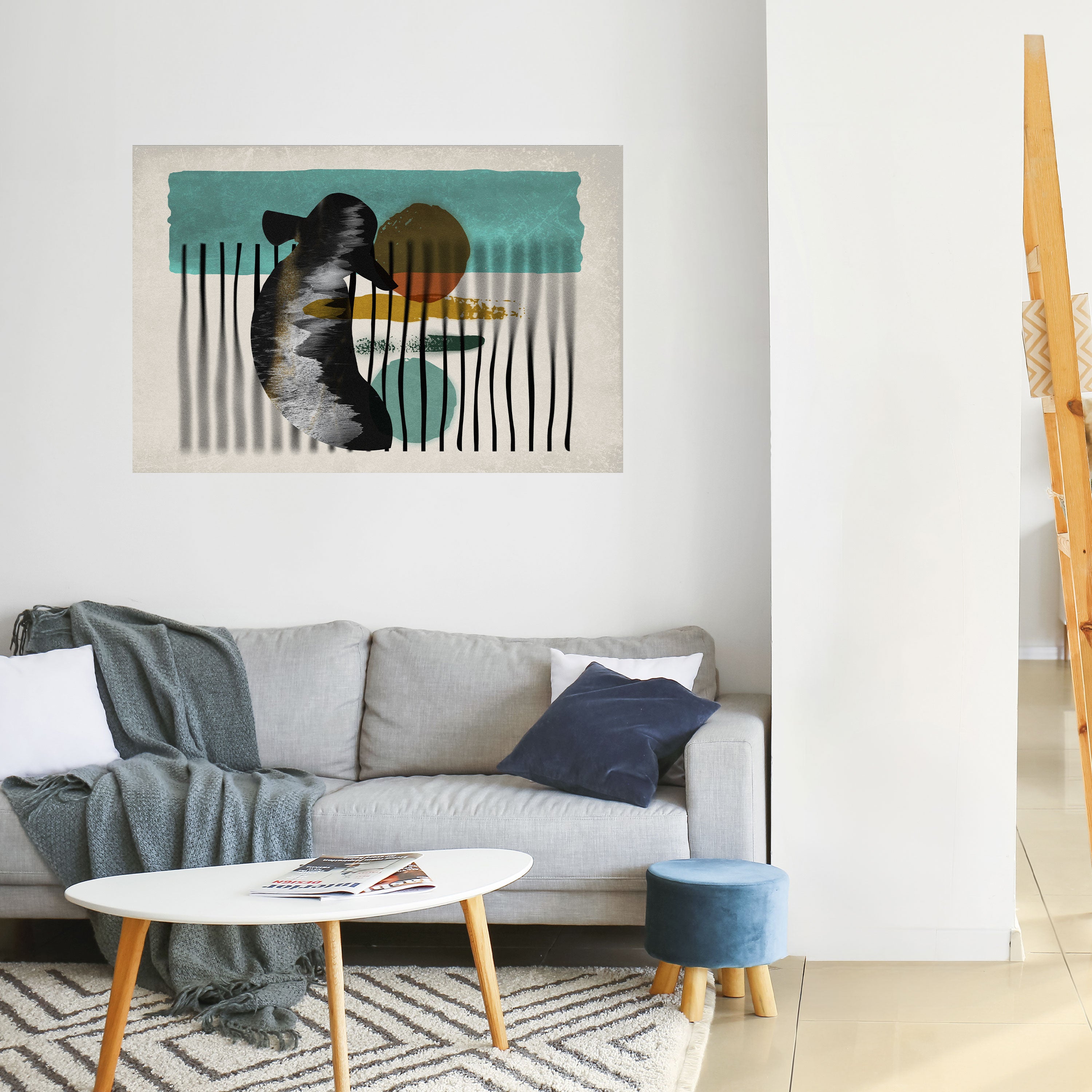 Affiche horizontale autocollante Inkwell Turquoise